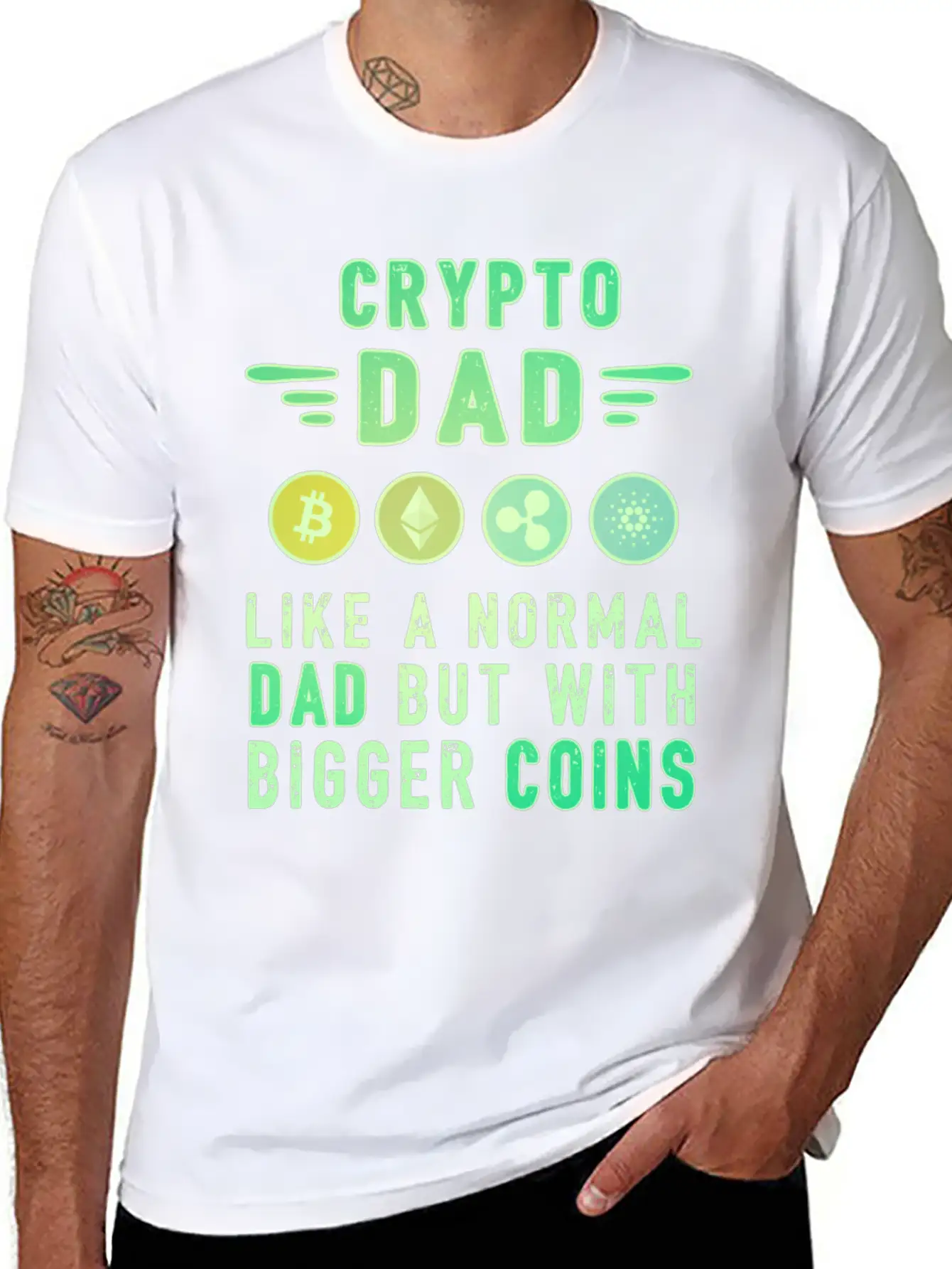 Bitcoin Crypto Father Dad Trader Crypto Stylish Everyday T-Shirt – Unisex Basic Cotton Tee