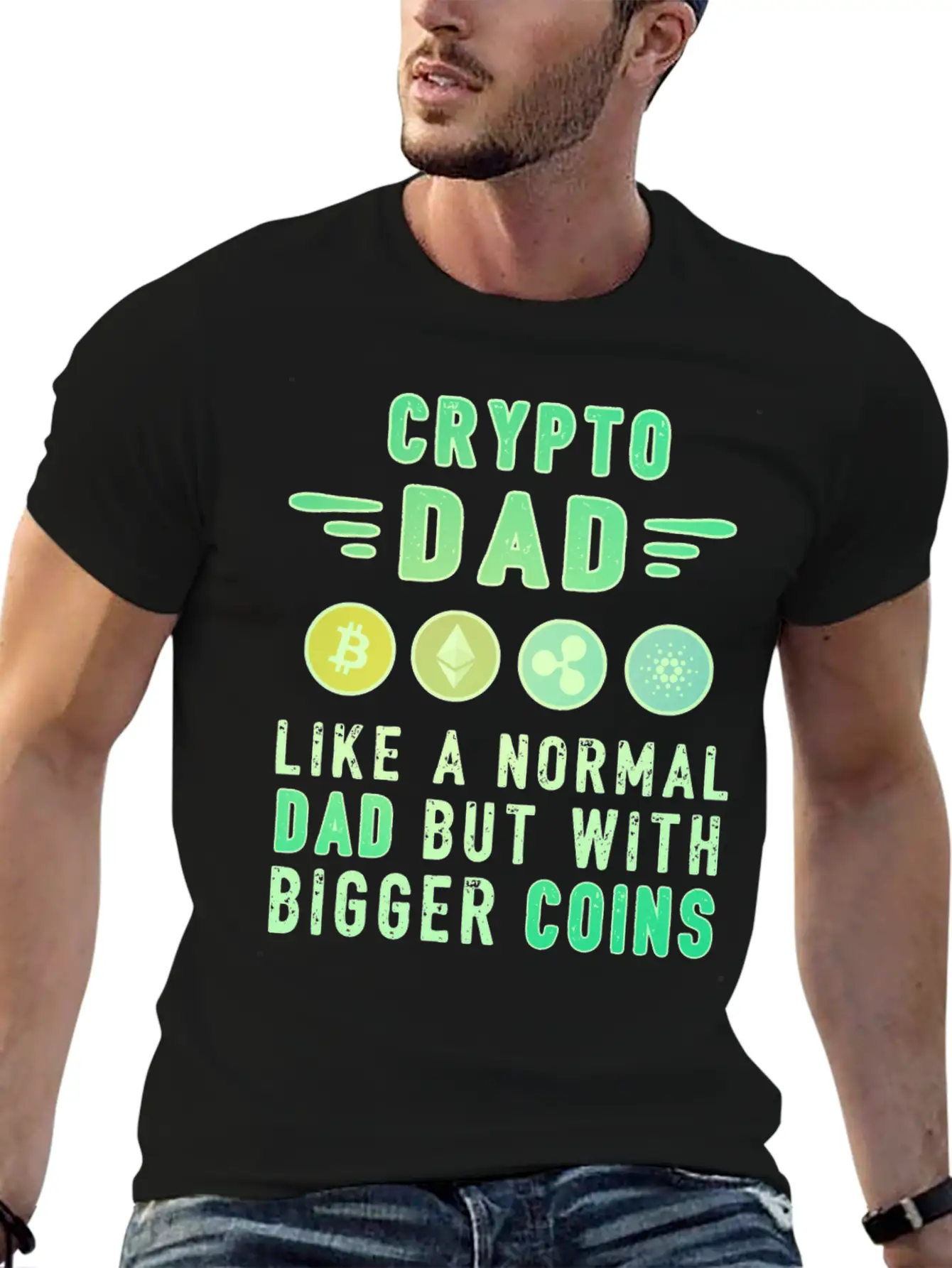 Bitcoin Crypto Father Dad Trader Crypto Stylish Everyday T-Shirt – Unisex Basic Cotton Tee