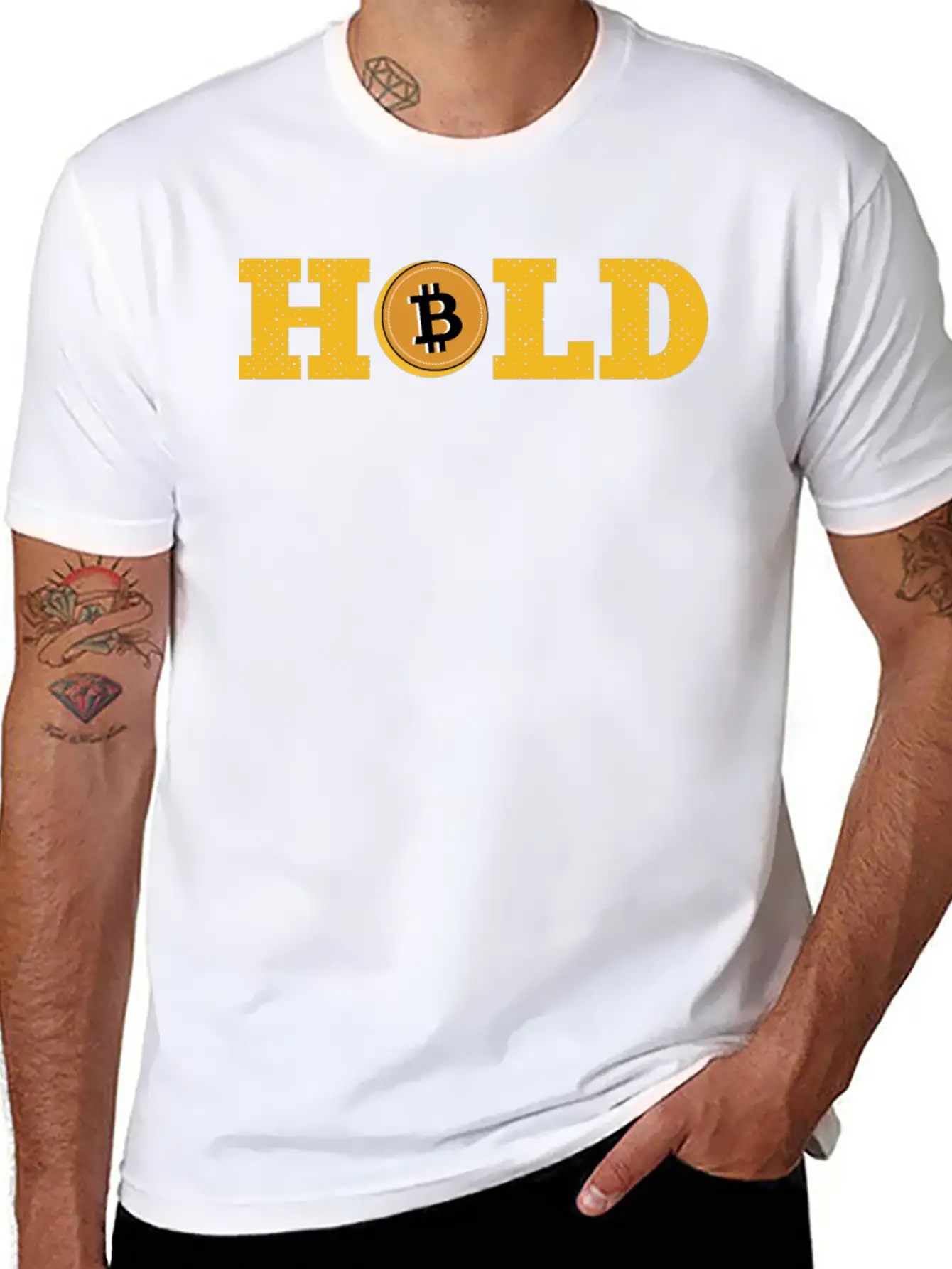 Bitcoin, Hold, Cryptocurrency Relaxed Everyday Tee – Lightweight And Durable Cotton