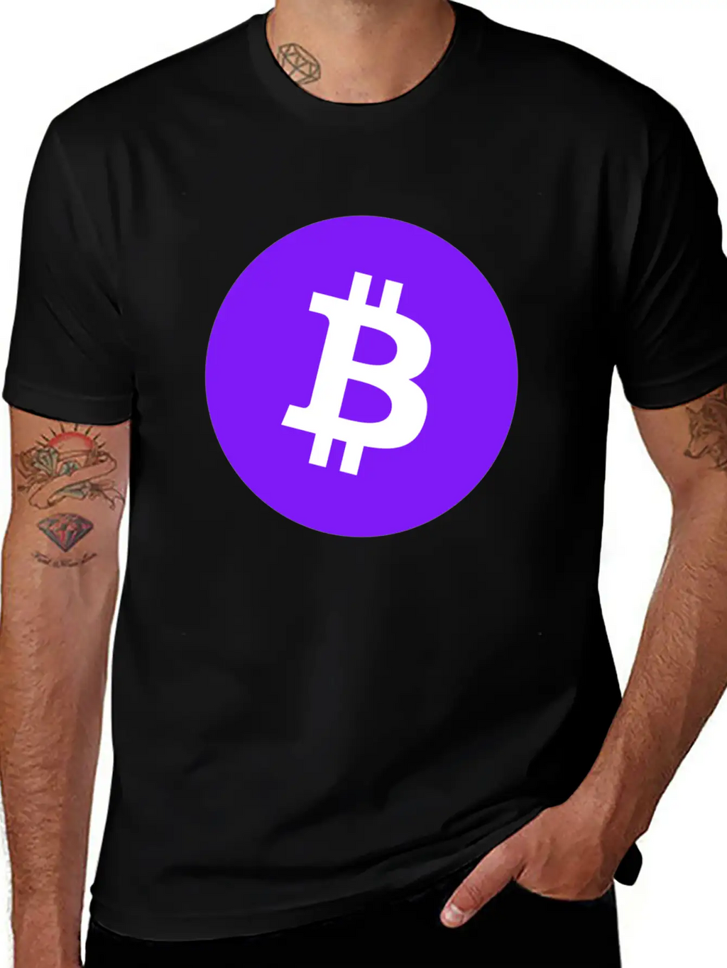 Bitcoin Logo Purple/ Violett BTC Crypto Design Timeless Short Sleeve Tee – Comfy And Minimalist Design