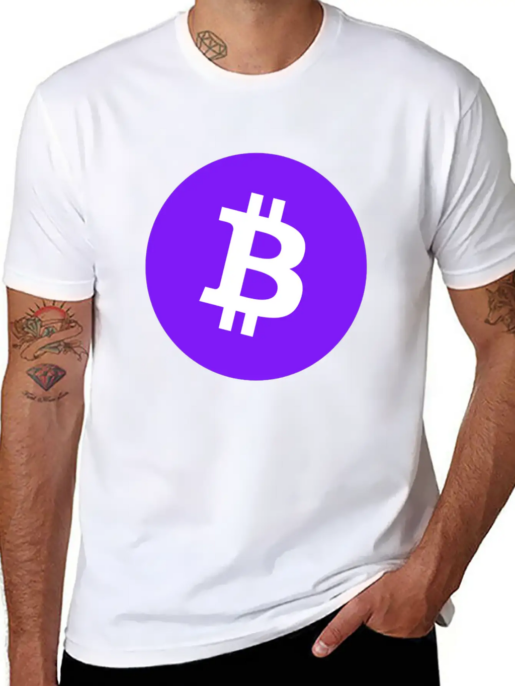 Bitcoin Logo Purple/ Violett BTC Crypto Design Timeless Short Sleeve Tee – Comfy And Minimalist Design