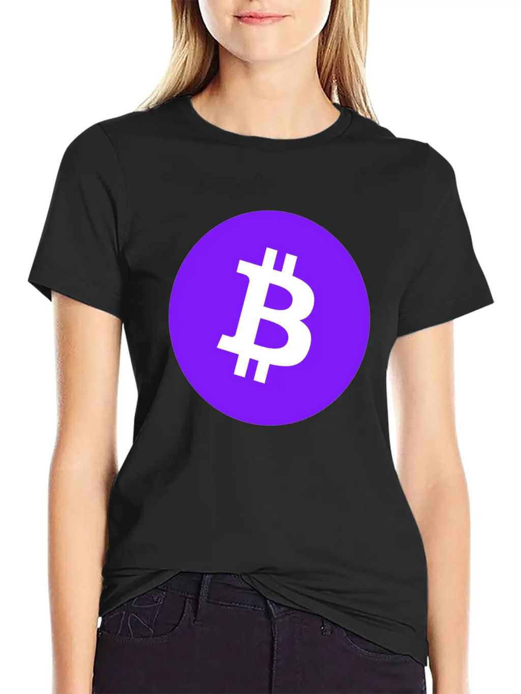 Bitcoin Logo Purple/ Violett BTC Crypto Design Timeless Short Sleeve Tee – Comfy And Minimalist Design