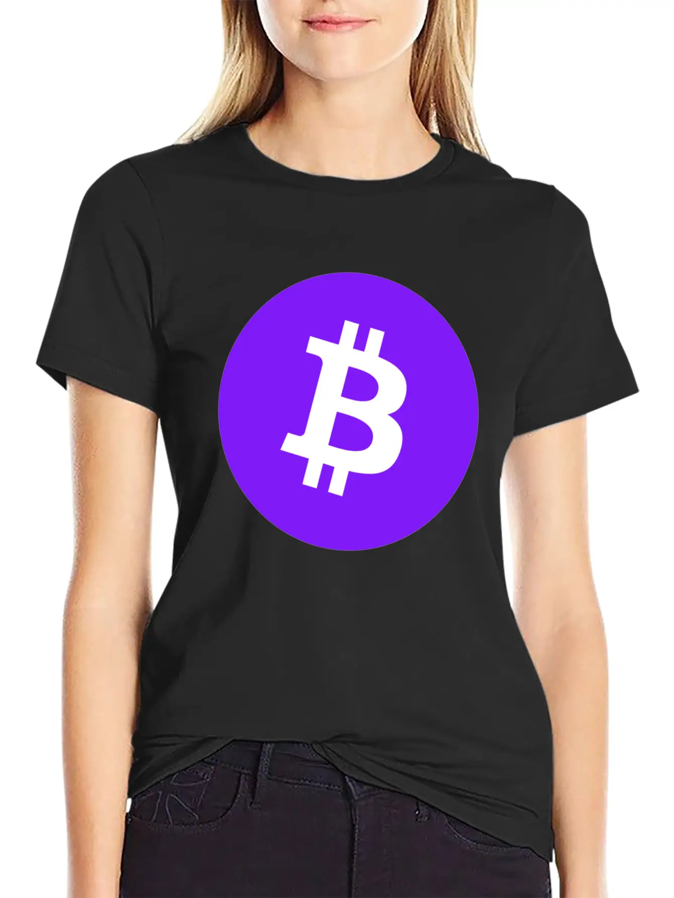 Bitcoin Logo Purple/ Violett BTC Crypto Design Timeless Short Sleeve Tee – Comfy And Minimalist Design