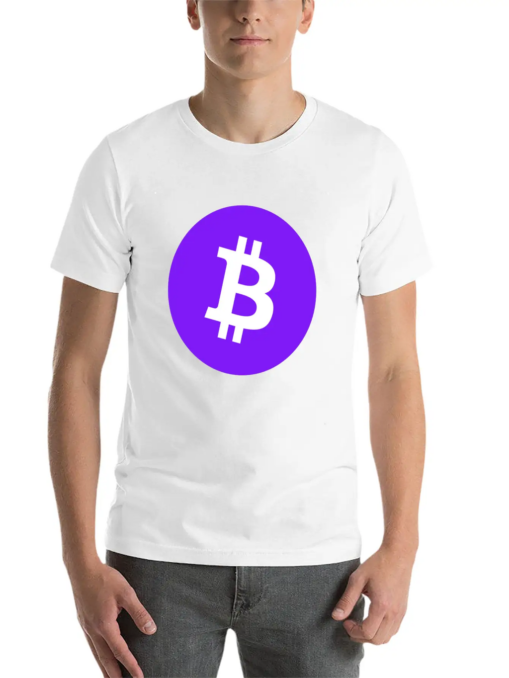 Bitcoin Logo Purple/ Violett BTC Crypto Design Timeless Short Sleeve Tee – Comfy And Minimalist Design