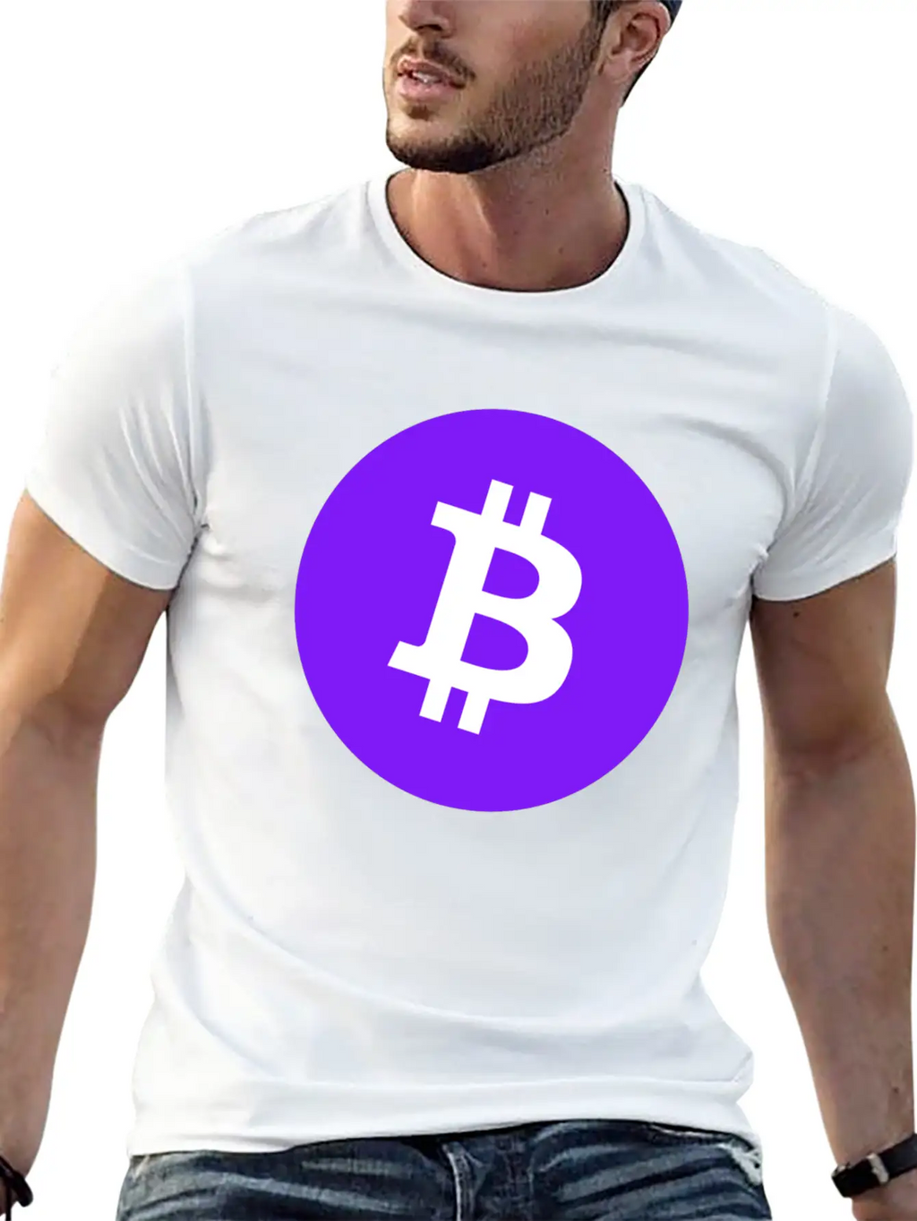 Bitcoin Logo Purple/ Violett BTC Crypto Design Timeless Short Sleeve Tee – Comfy And Minimalist Design