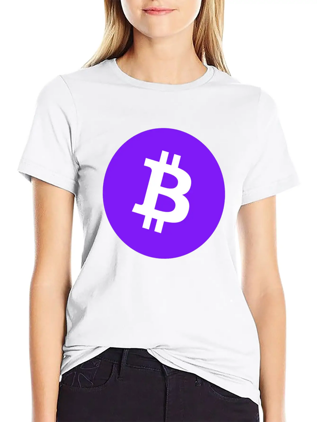 Bitcoin Logo Purple/ Violett BTC Crypto Design Timeless Short Sleeve Tee – Comfy And Minimalist Design