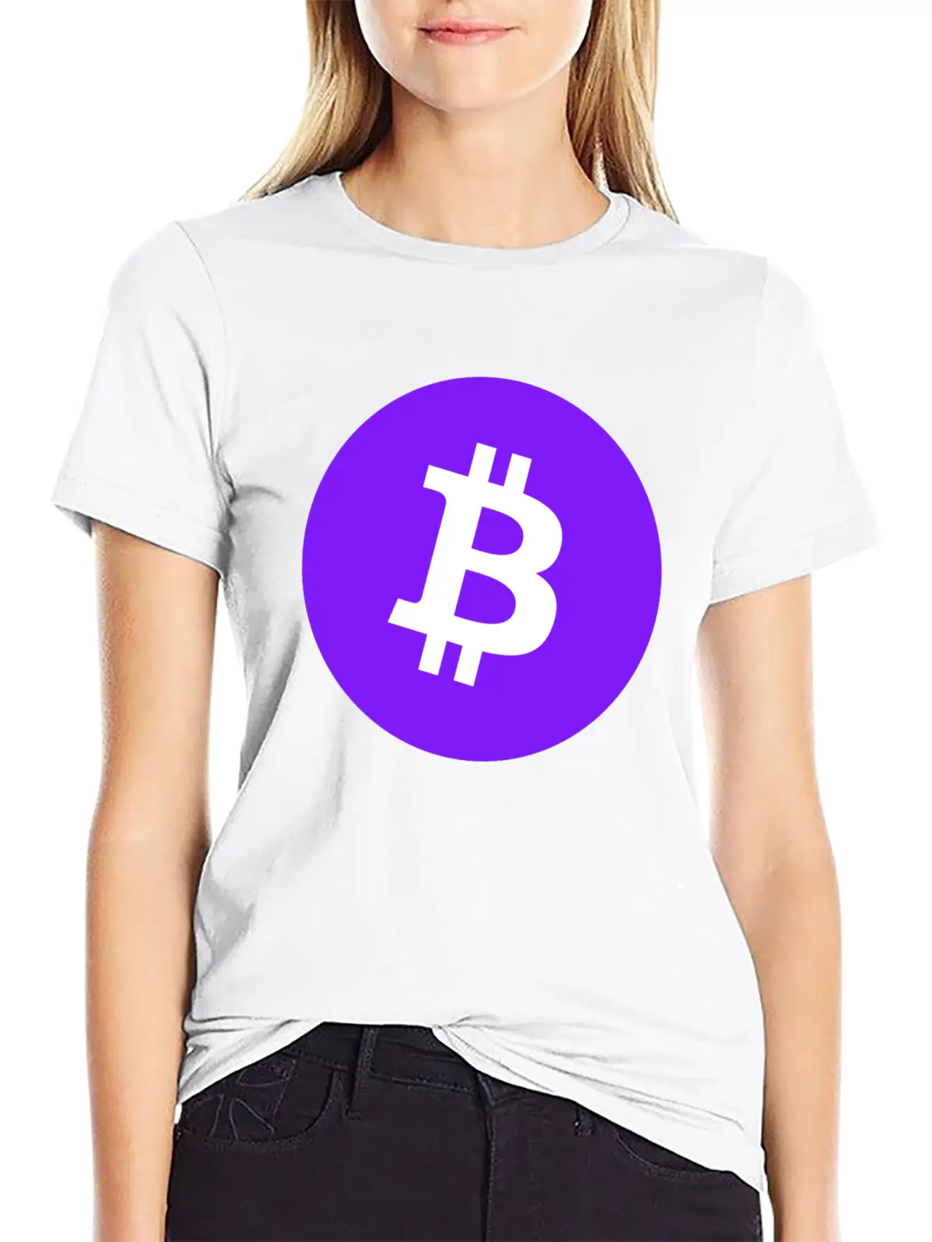 Bitcoin Logo Purple/ Violett BTC Crypto Design Timeless Short Sleeve Tee – Comfy And Minimalist Design