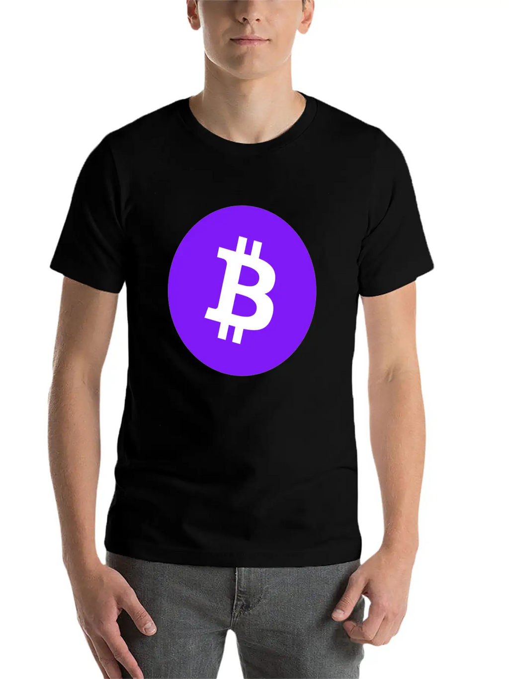 Bitcoin Logo Purple/ Violett BTC Crypto Design Timeless Short Sleeve Tee – Comfy And Minimalist Design