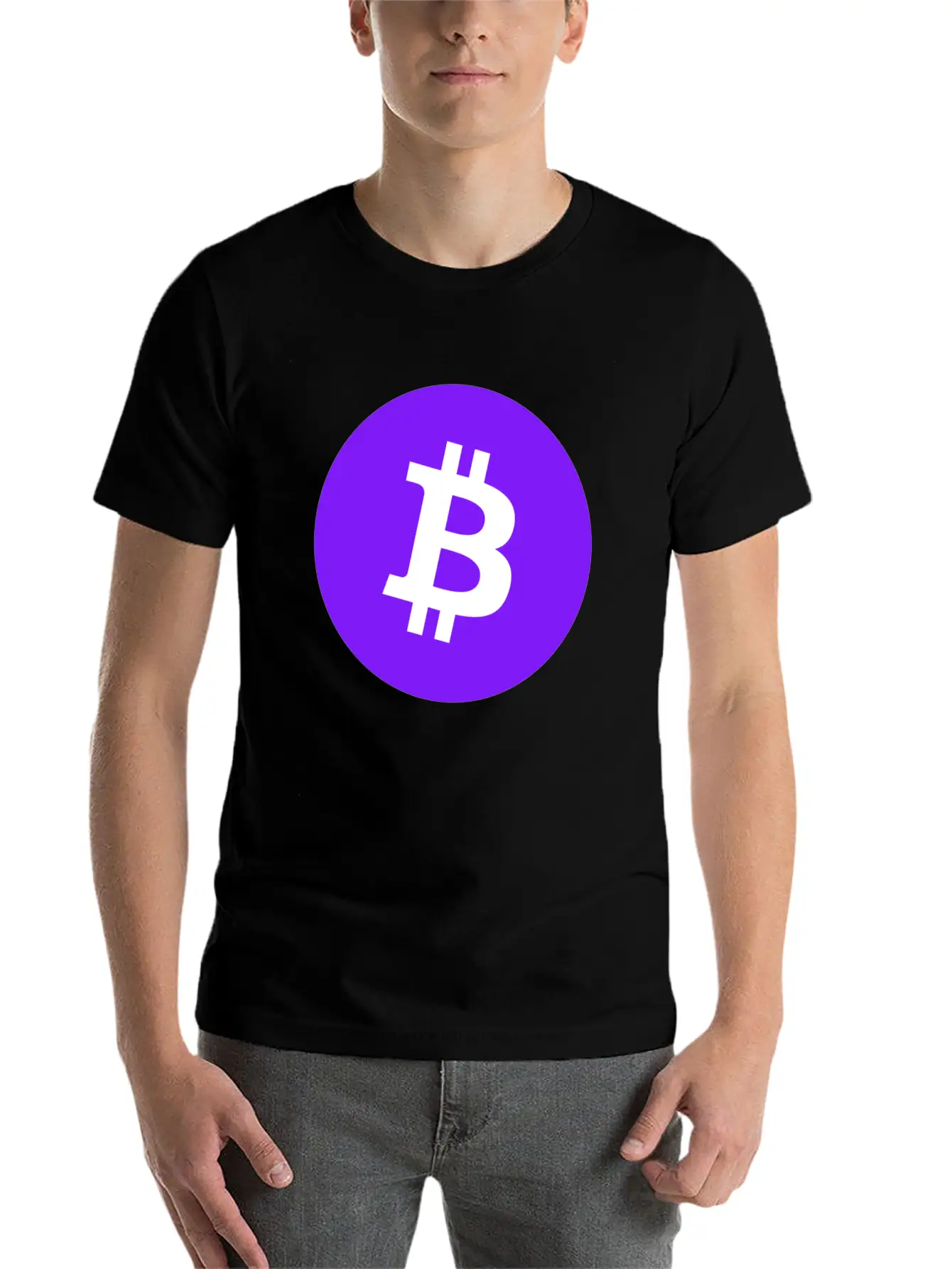 Bitcoin Logo Purple/ Violett BTC Crypto Design Timeless Short Sleeve Tee – Comfy And Minimalist Design