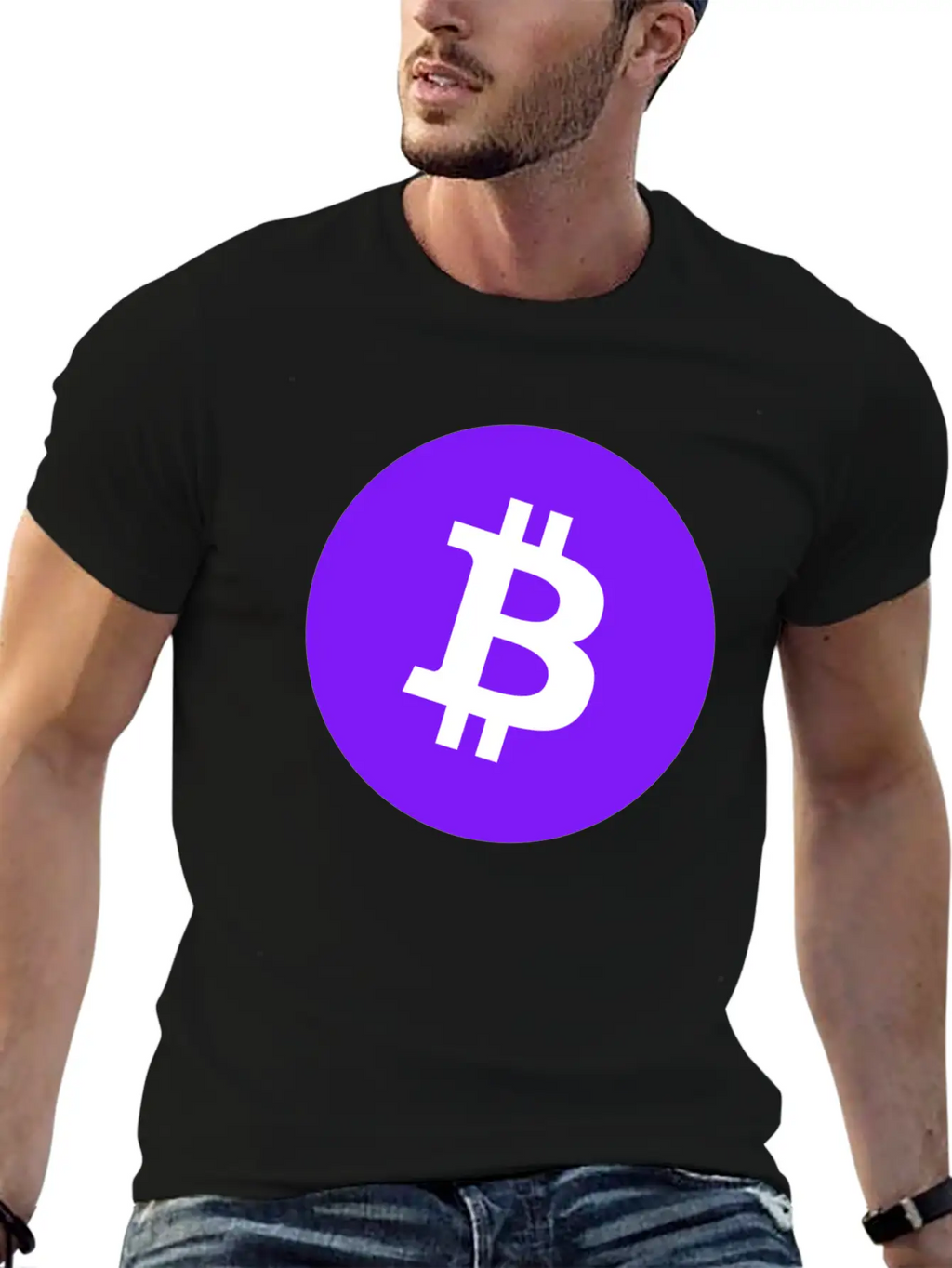 Bitcoin Logo Purple/ Violett BTC Crypto Design Timeless Short Sleeve Tee – Comfy And Minimalist Design