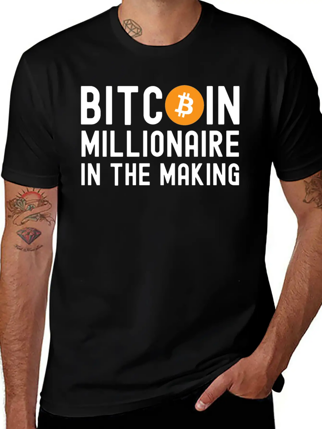 Bitcoin Millionaire In The Making - Bitcoin Symbol Basic Graphic T-Shirt – Daily Comfort In Soft Cotton
