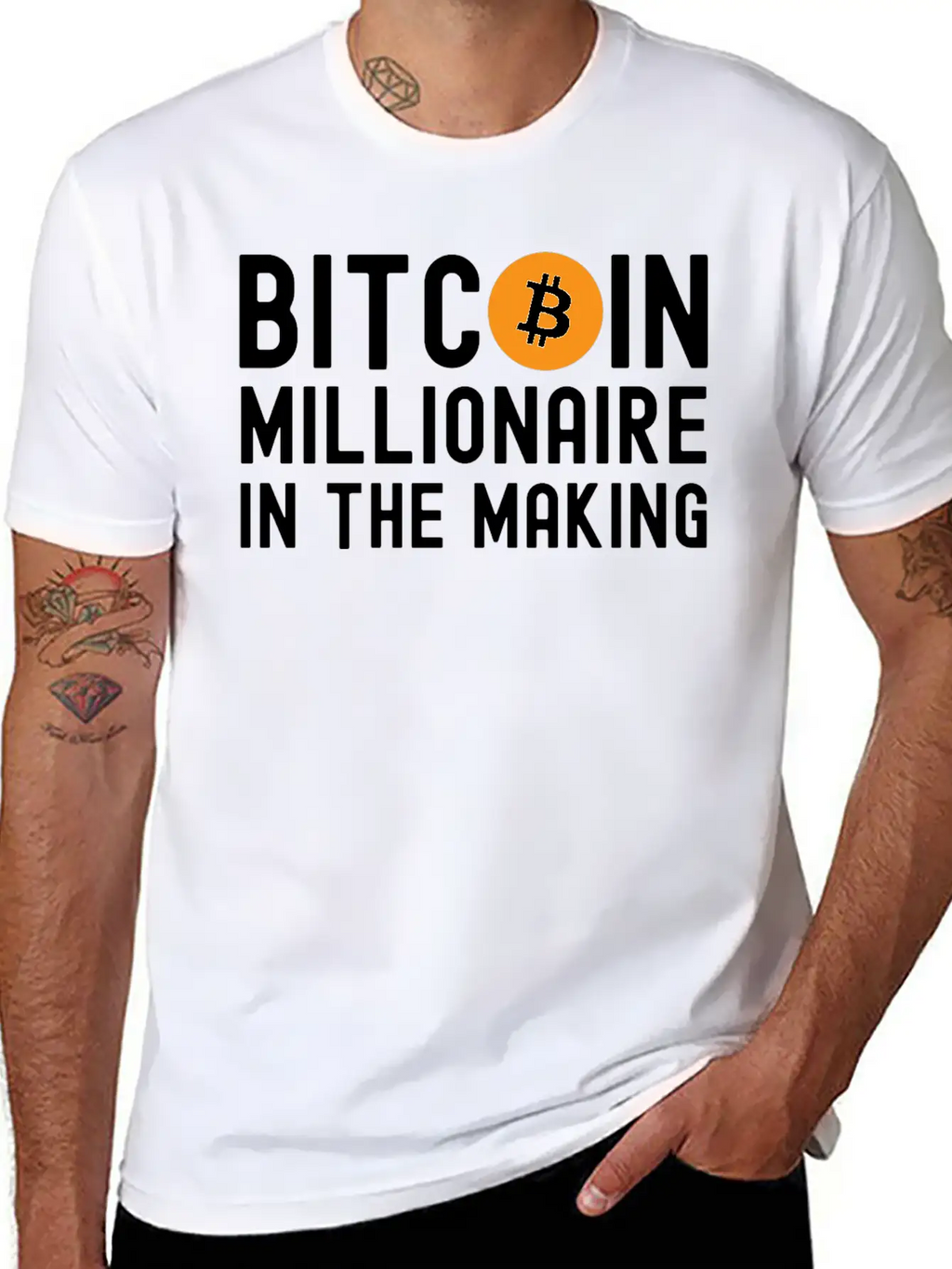 Bitcoin Millionaire In The Making - Bitcoin Symbol Basic Graphic T-Shirt – Daily Comfort In Soft Cotton