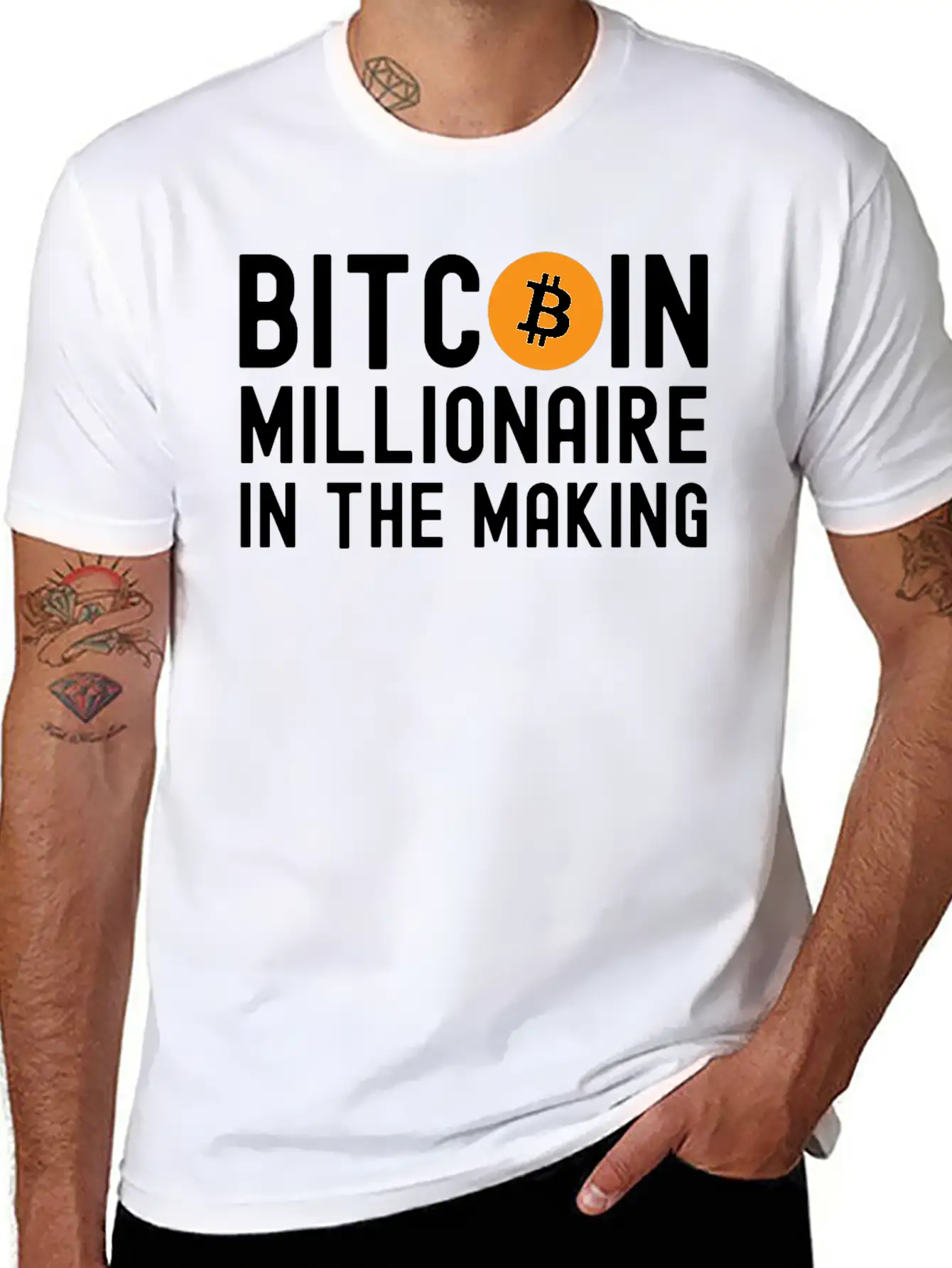 Bitcoin Millionaire In The Making - Bitcoin Symbol Basic Graphic T-Shirt – Daily Comfort In Soft Cotton