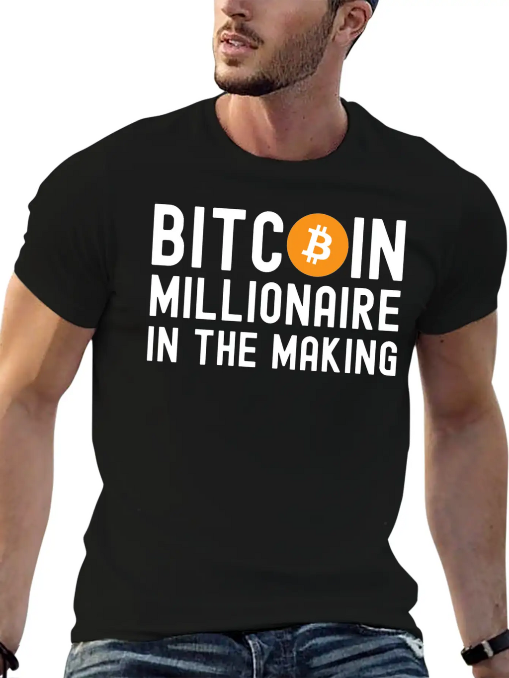 Bitcoin Millionaire In The Making - Bitcoin Symbol Basic Graphic T-Shirt – Daily Comfort In Soft Cotton