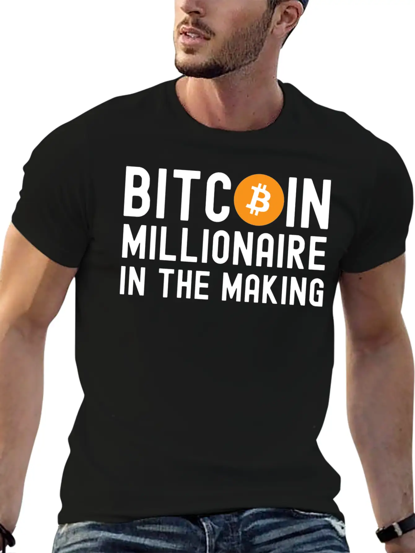 Bitcoin Millionaire In The Making - Bitcoin Symbol Basic Graphic T-Shirt – Daily Comfort In Soft Cotton