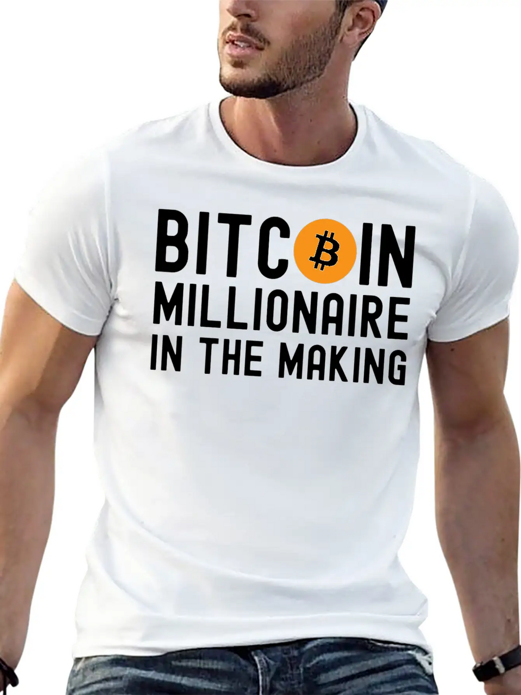 Bitcoin Millionaire In The Making - Bitcoin Symbol Basic Graphic T-Shirt – Daily Comfort In Soft Cotton