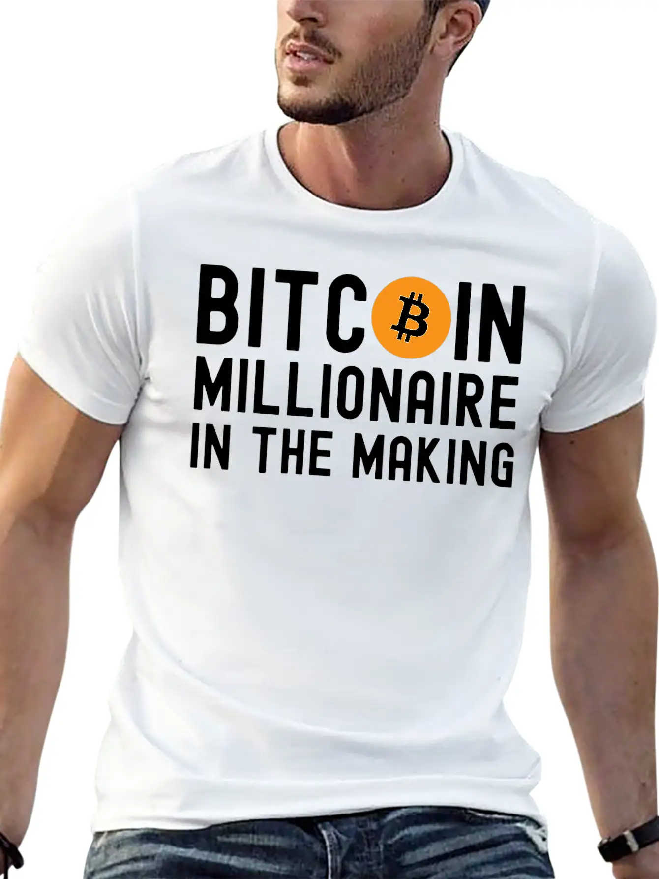 Bitcoin Millionaire In The Making - Bitcoin Symbol Basic Graphic T-Shirt – Daily Comfort In Soft Cotton