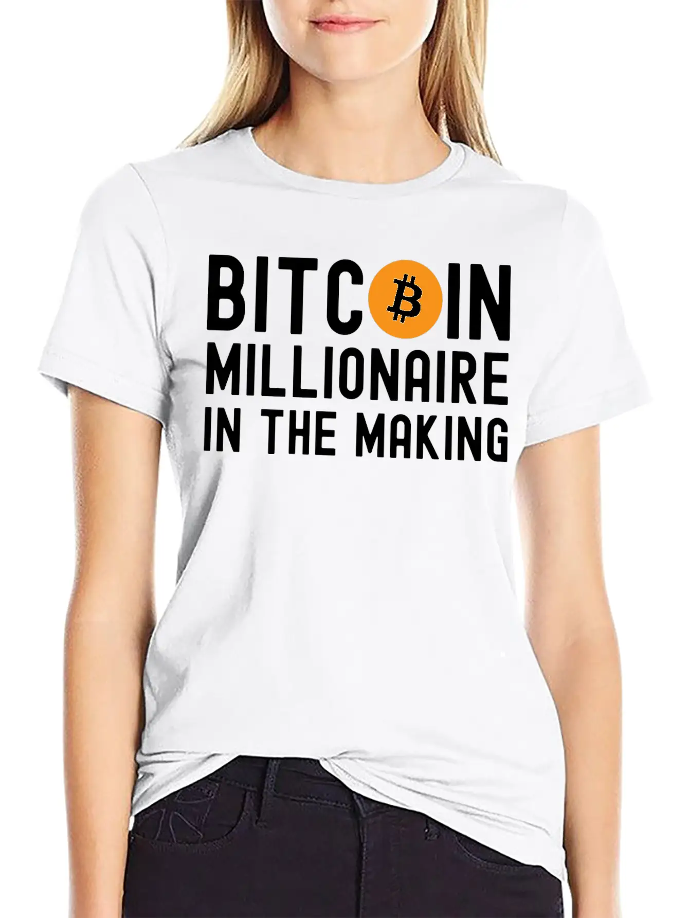 Bitcoin Millionaire In The Making - Bitcoin Symbol Basic Graphic T-Shirt – Daily Comfort In Soft Cotton