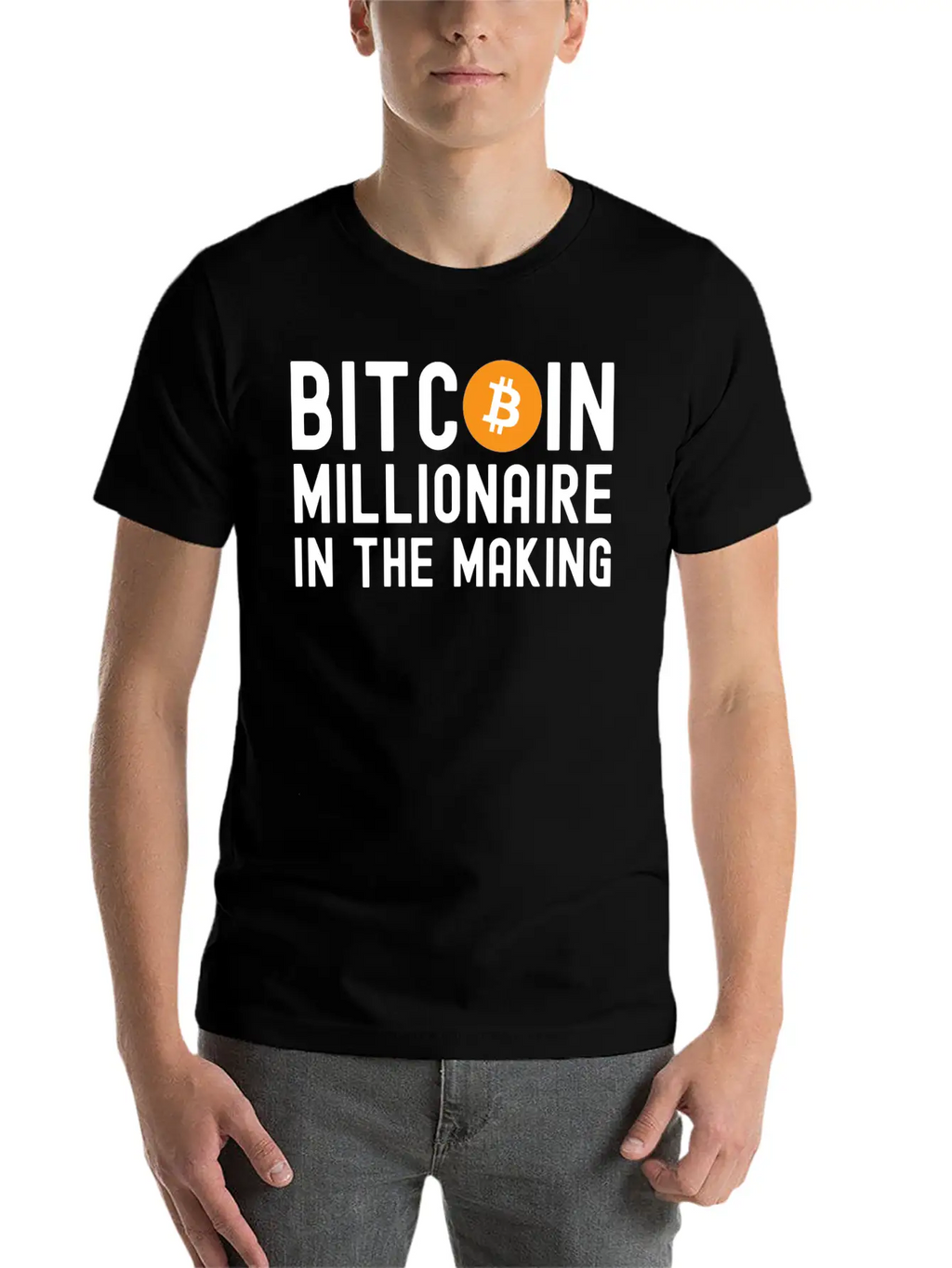Bitcoin Millionaire In The Making - Bitcoin Symbol Basic Graphic T-Shirt – Daily Comfort In Soft Cotton