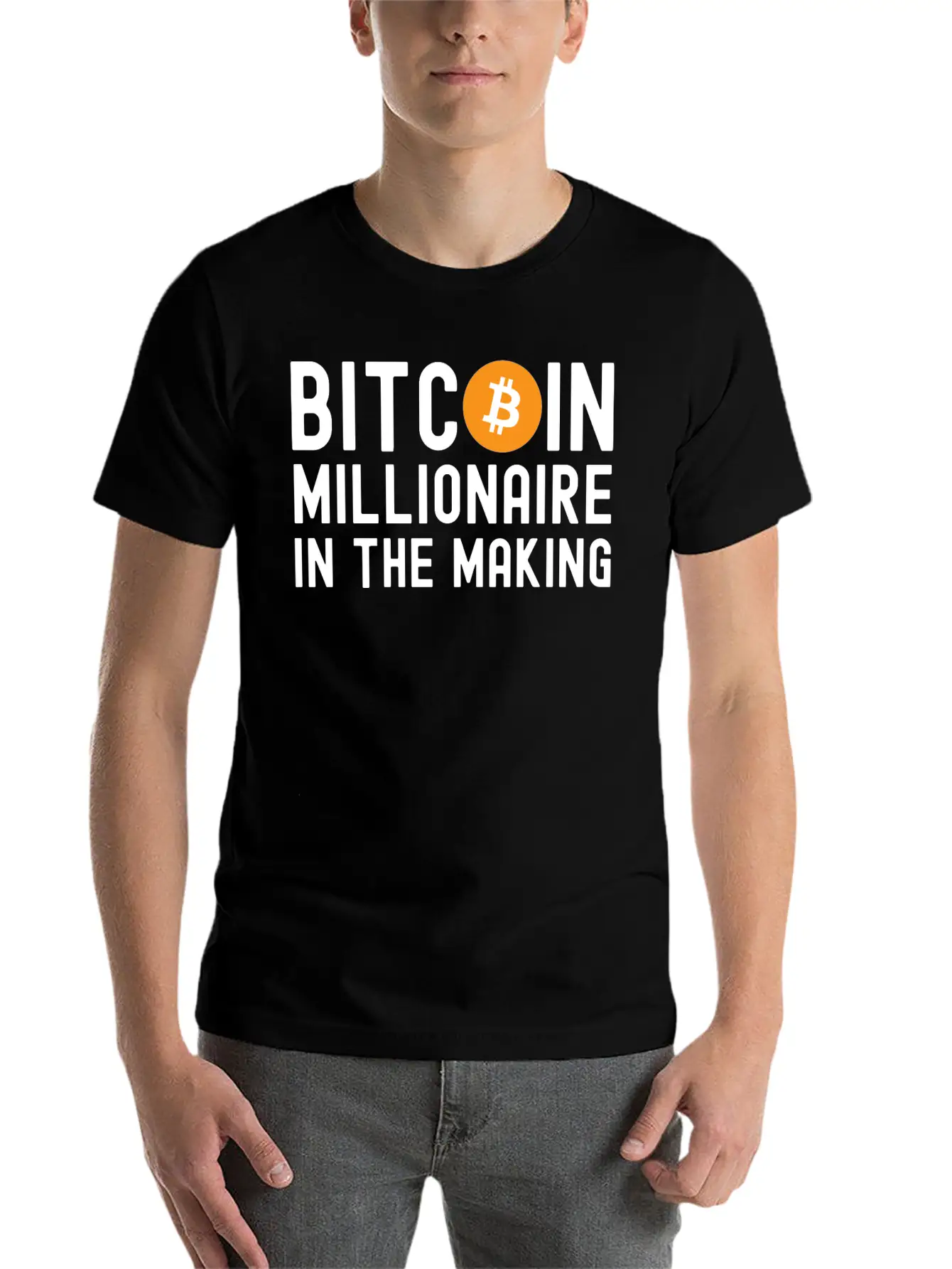 Bitcoin Millionaire In The Making - Bitcoin Symbol Basic Graphic T-Shirt – Daily Comfort In Soft Cotton