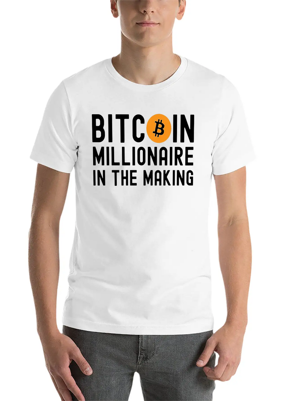 Bitcoin Millionaire In The Making - Bitcoin Symbol Basic Graphic T-Shirt – Daily Comfort In Soft Cotton