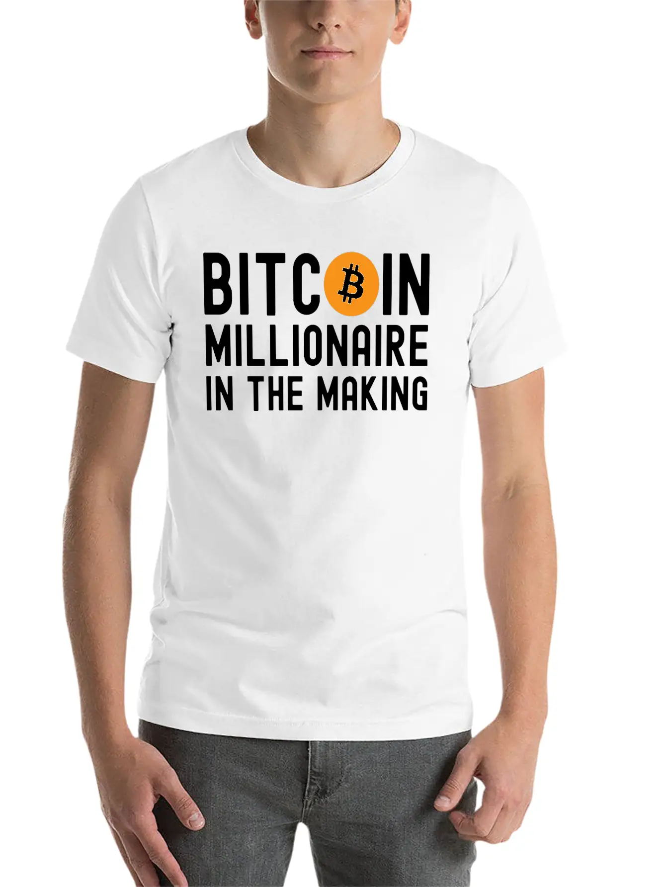 Bitcoin Millionaire In The Making - Bitcoin Symbol Basic Graphic T-Shirt – Daily Comfort In Soft Cotton