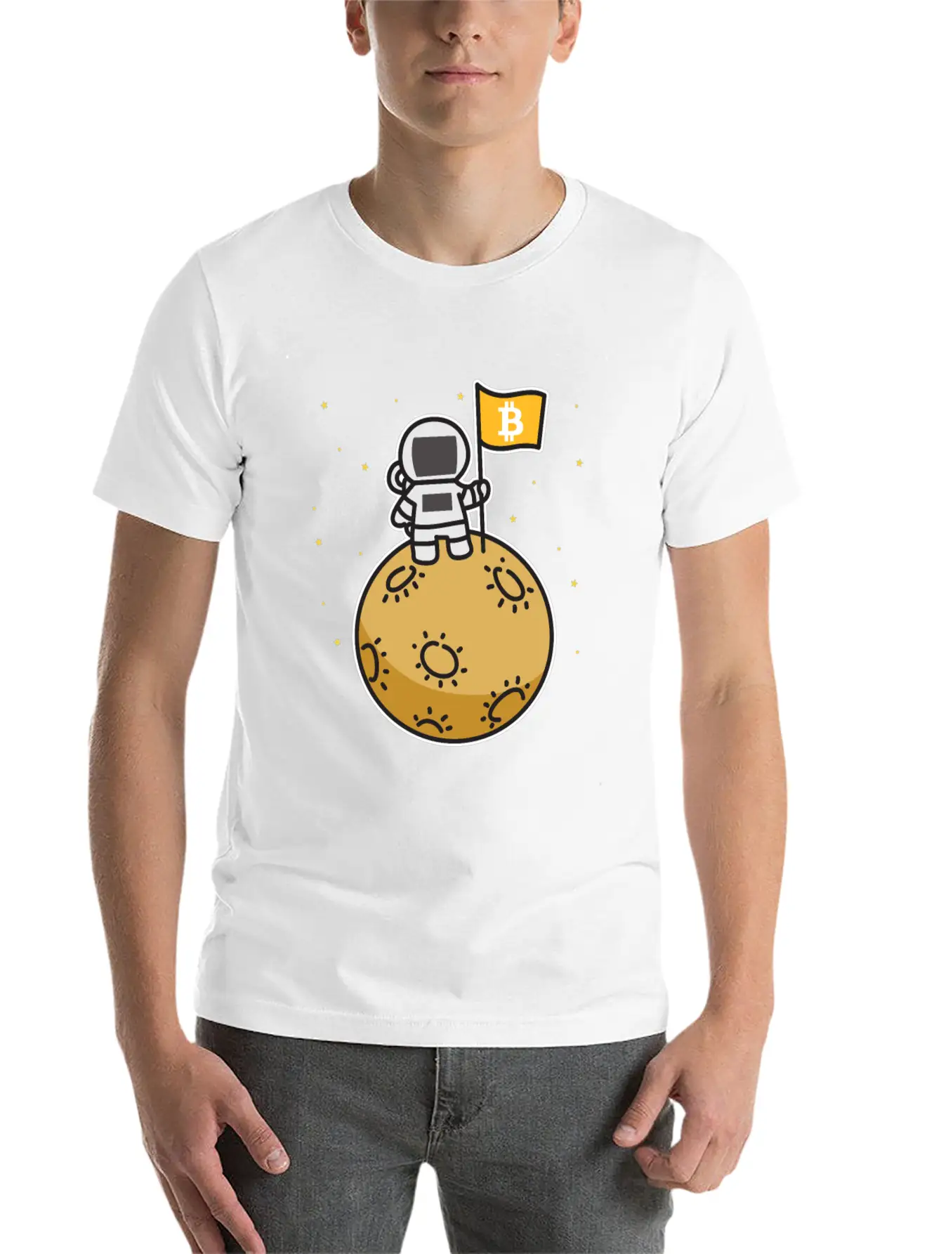 Bitcoin Moon Btc Blockchain Cryptocurrency Gift Timeless Short Sleeve Tee – Comfy And Minimalist Design