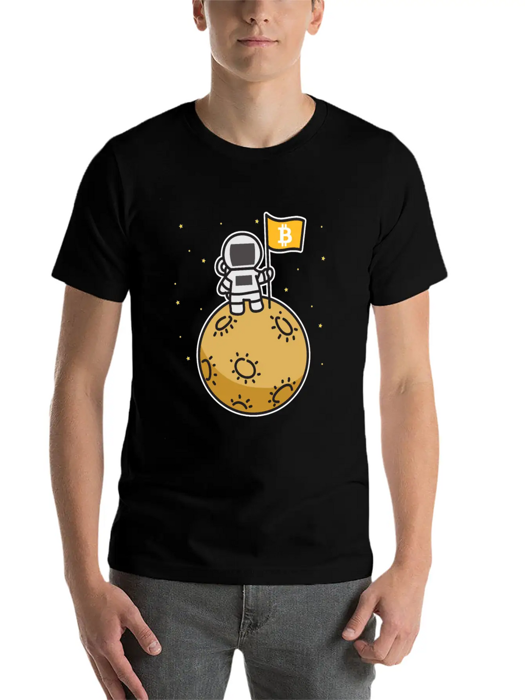 Bitcoin Moon Btc Blockchain Cryptocurrency Gift Timeless Short Sleeve Tee – Comfy And Minimalist Design