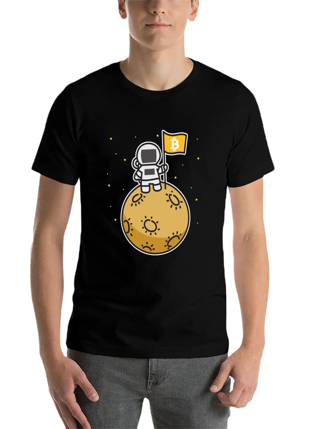 Bitcoin Moon Btc Blockchain Cryptocurrency Gift Timeless Short Sleeve Tee – Comfy And Minimalist Design