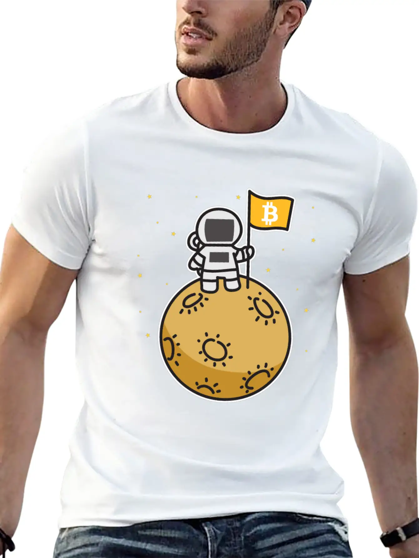 Bitcoin Moon Btc Blockchain Cryptocurrency Gift Timeless Short Sleeve Tee – Comfy And Minimalist Design