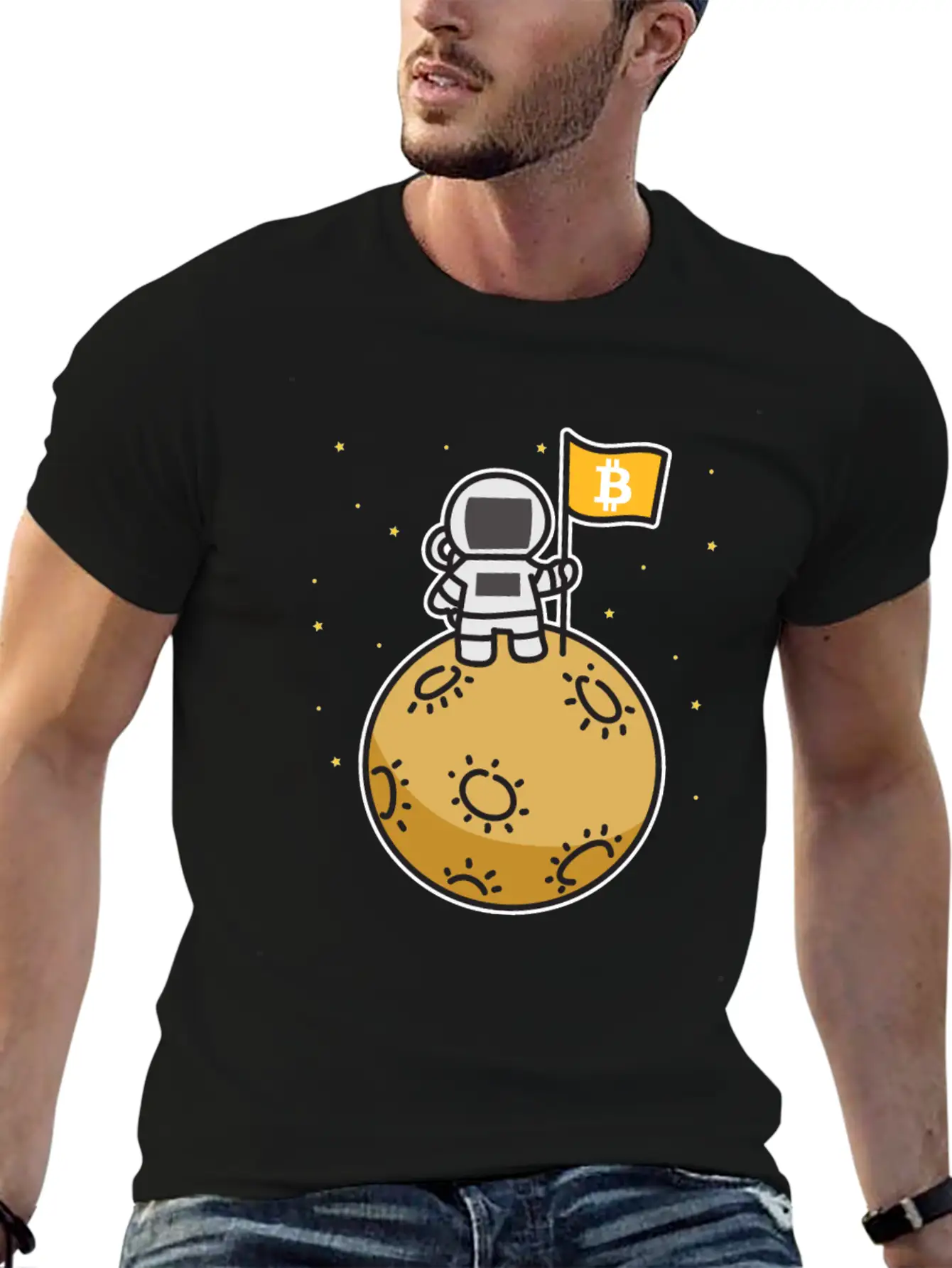 Bitcoin Moon Btc Blockchain Cryptocurrency Gift Timeless Short Sleeve Tee – Comfy And Minimalist Design