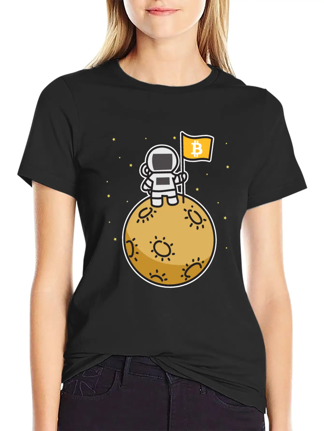Bitcoin Moon Btc Blockchain Cryptocurrency Gift Timeless Short Sleeve Tee – Comfy And Minimalist Design