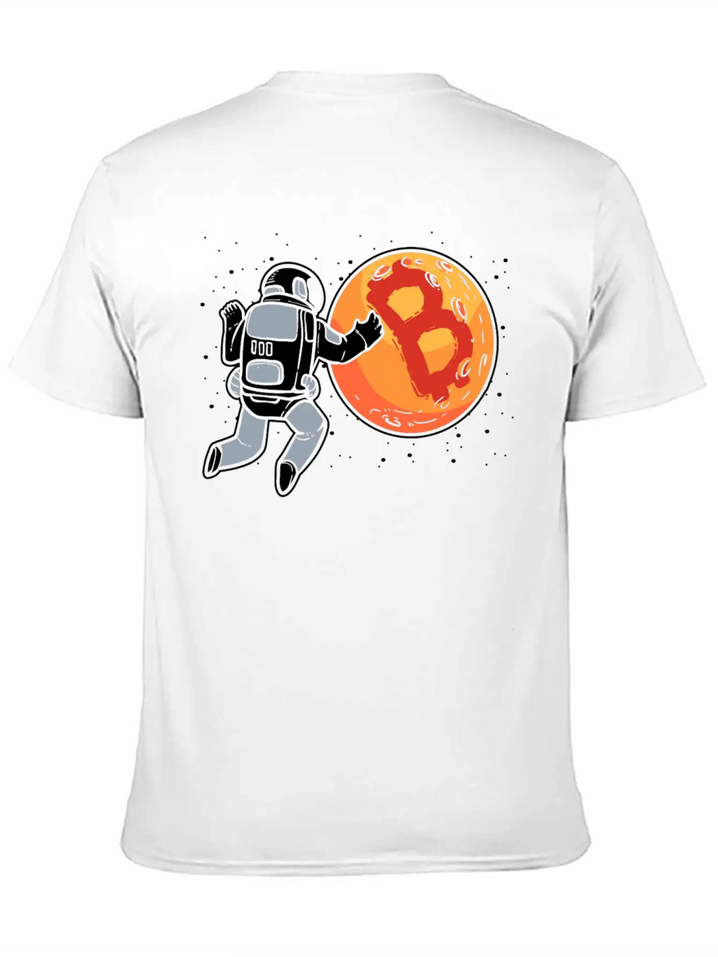 Bitcoin To The Moon Astronaut Funny Crypto Stylish Everyday T-Shirt – Unisex Basic Cotton Tee