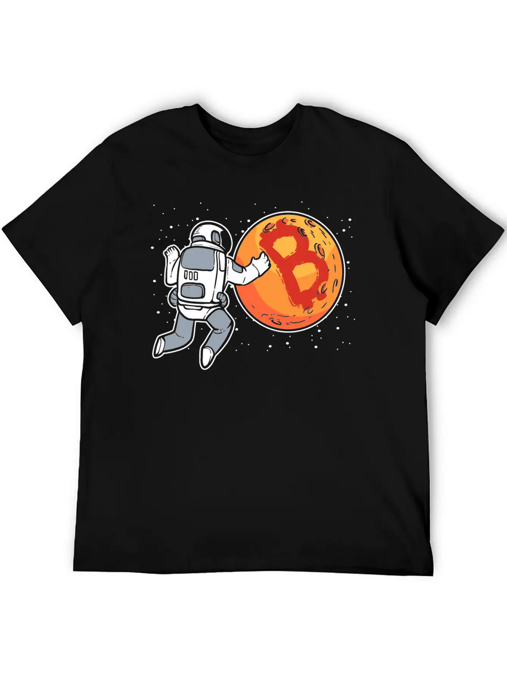 Bitcoin To The Moon Astronaut Funny Crypto Stylish Everyday T-Shirt – Unisex Basic Cotton Tee