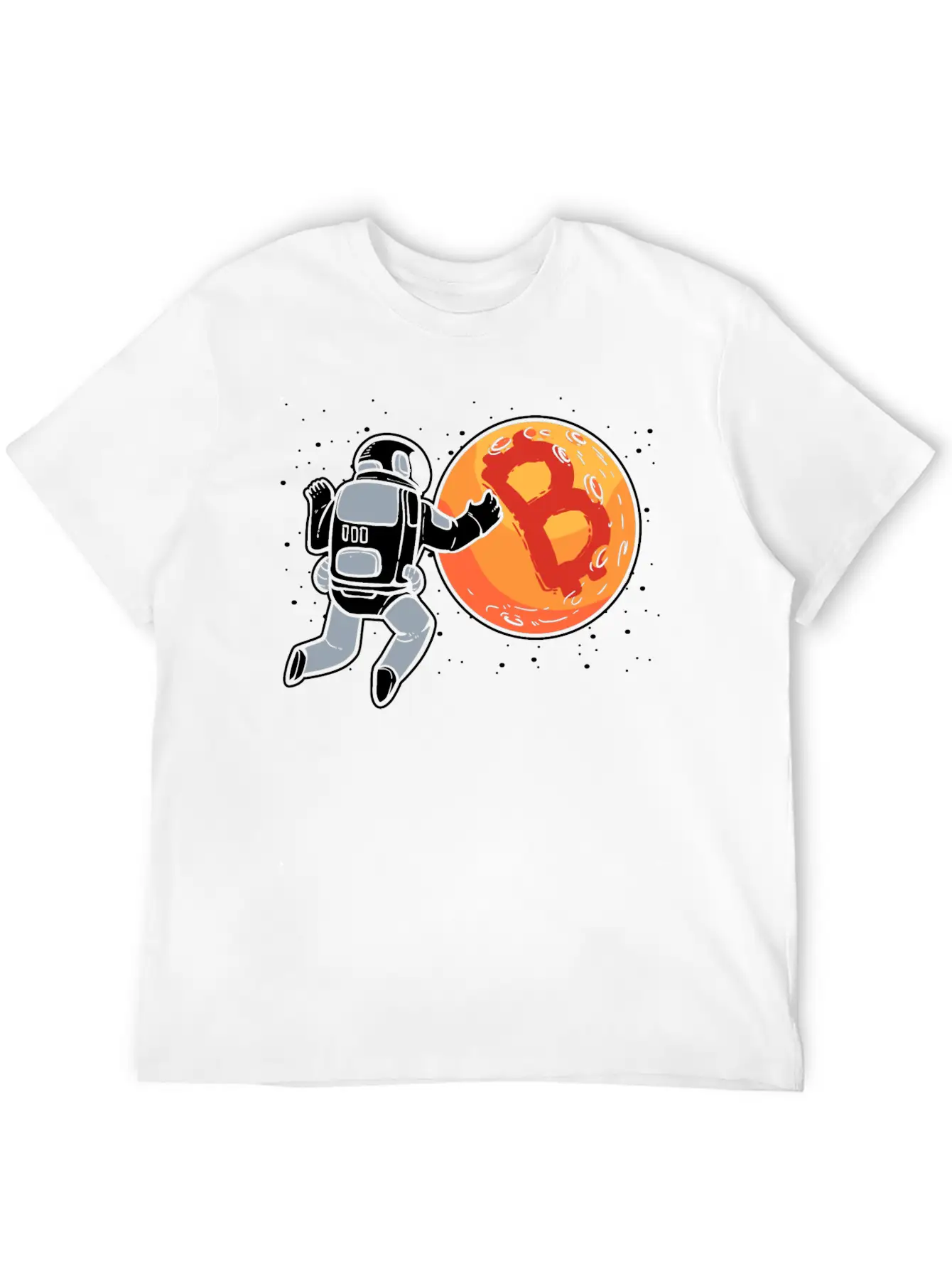 Bitcoin To The Moon Astronaut Funny Crypto Stylish Everyday T-Shirt – Unisex Basic Cotton Tee