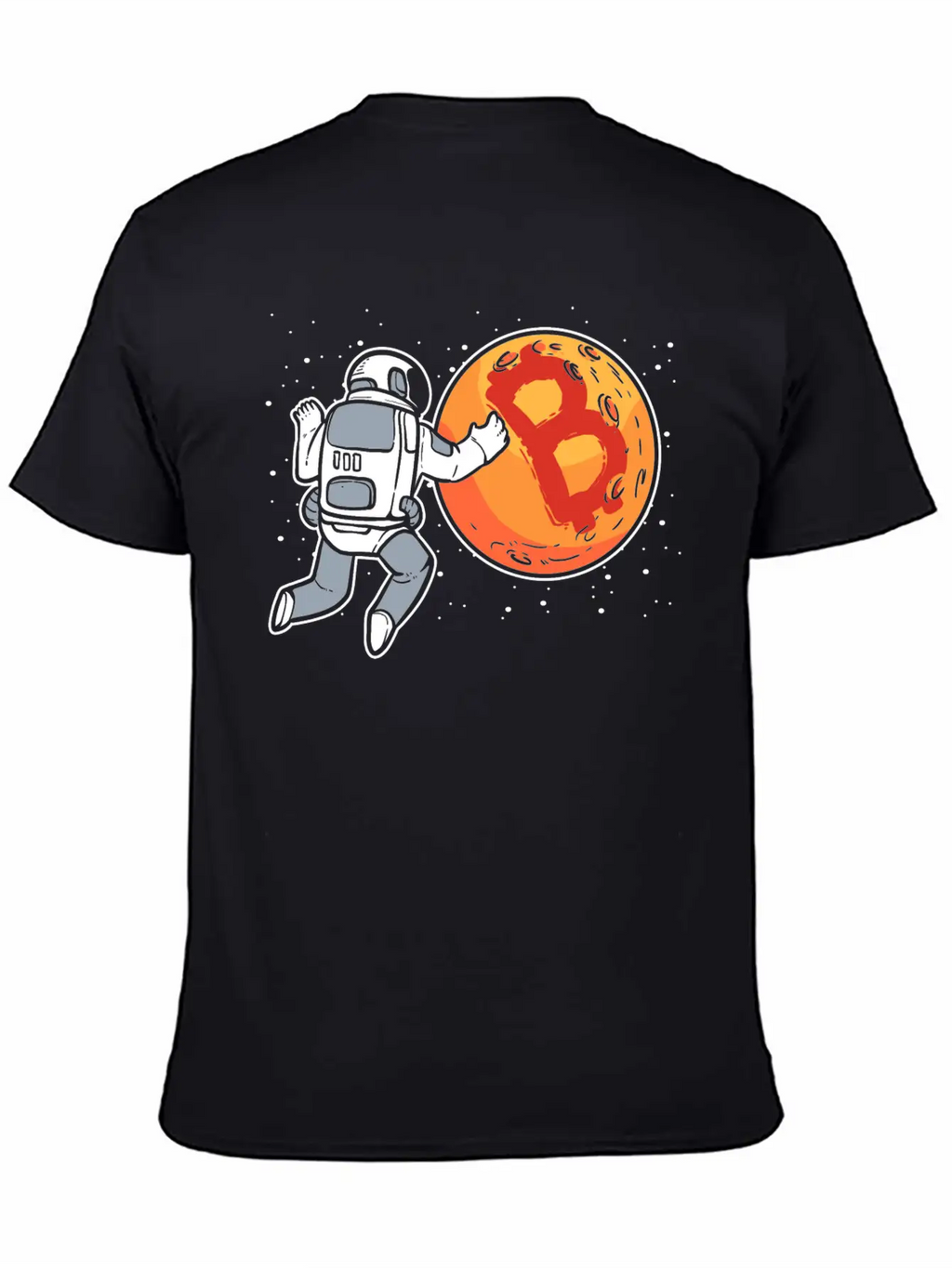 Bitcoin To The Moon Astronaut Funny Crypto Stylish Everyday T-Shirt – Unisex Basic Cotton Tee