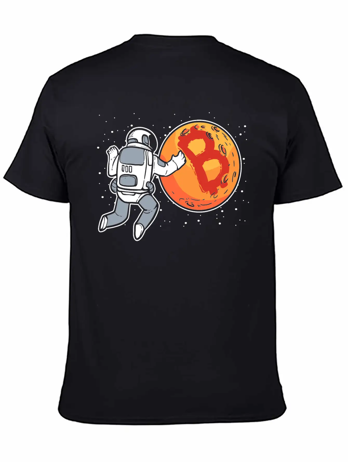 Bitcoin To The Moon Astronaut Funny Crypto Stylish Everyday T-Shirt – Unisex Basic Cotton Tee