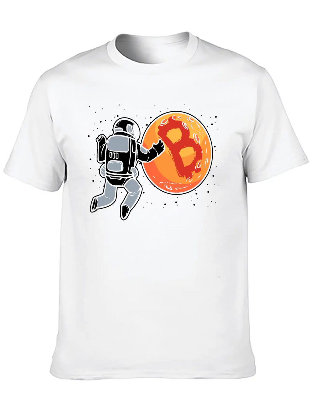 Bitcoin To The Moon Astronaut Funny Crypto Stylish Everyday T-Shirt – Unisex Basic Cotton Tee