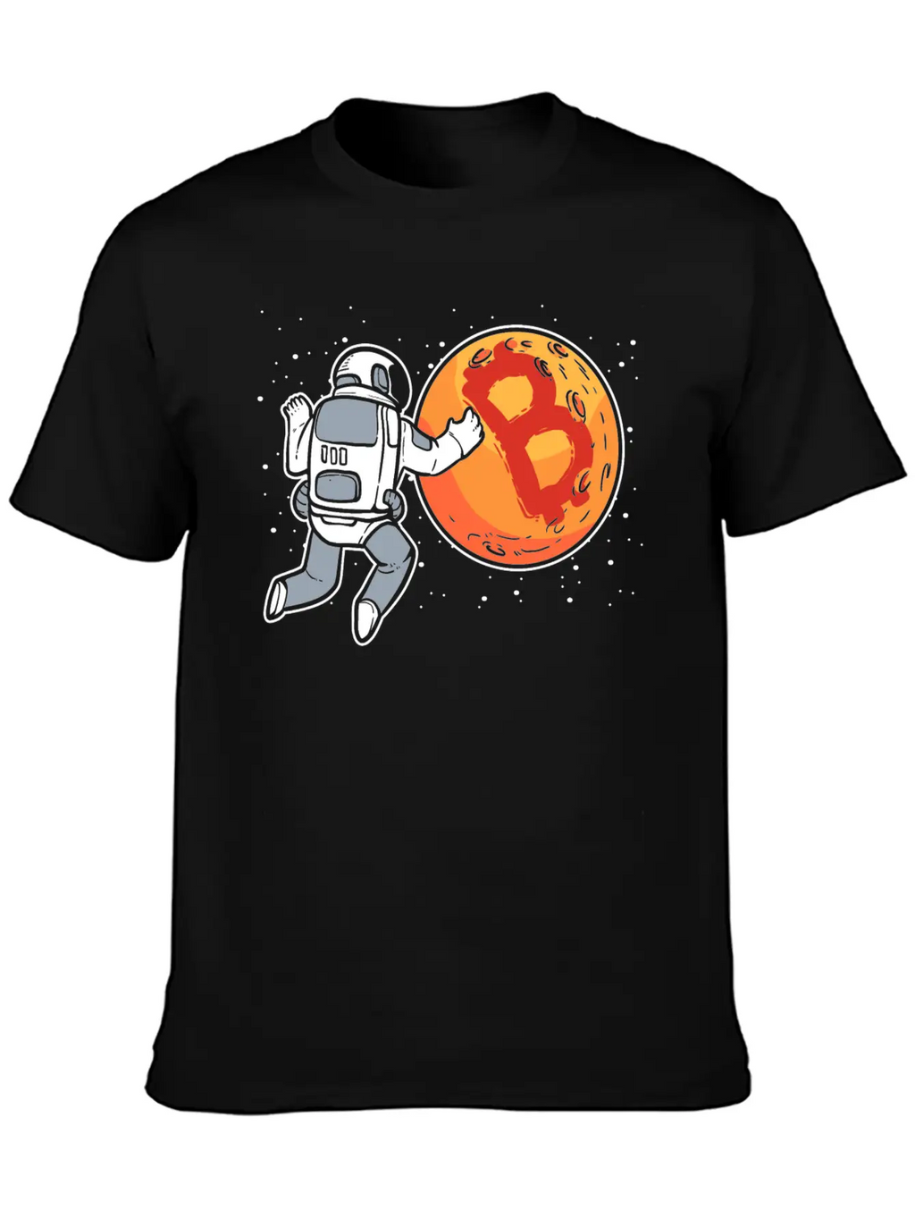 Bitcoin To The Moon Astronaut Funny Crypto Stylish Everyday T-Shirt – Unisex Basic Cotton Tee
