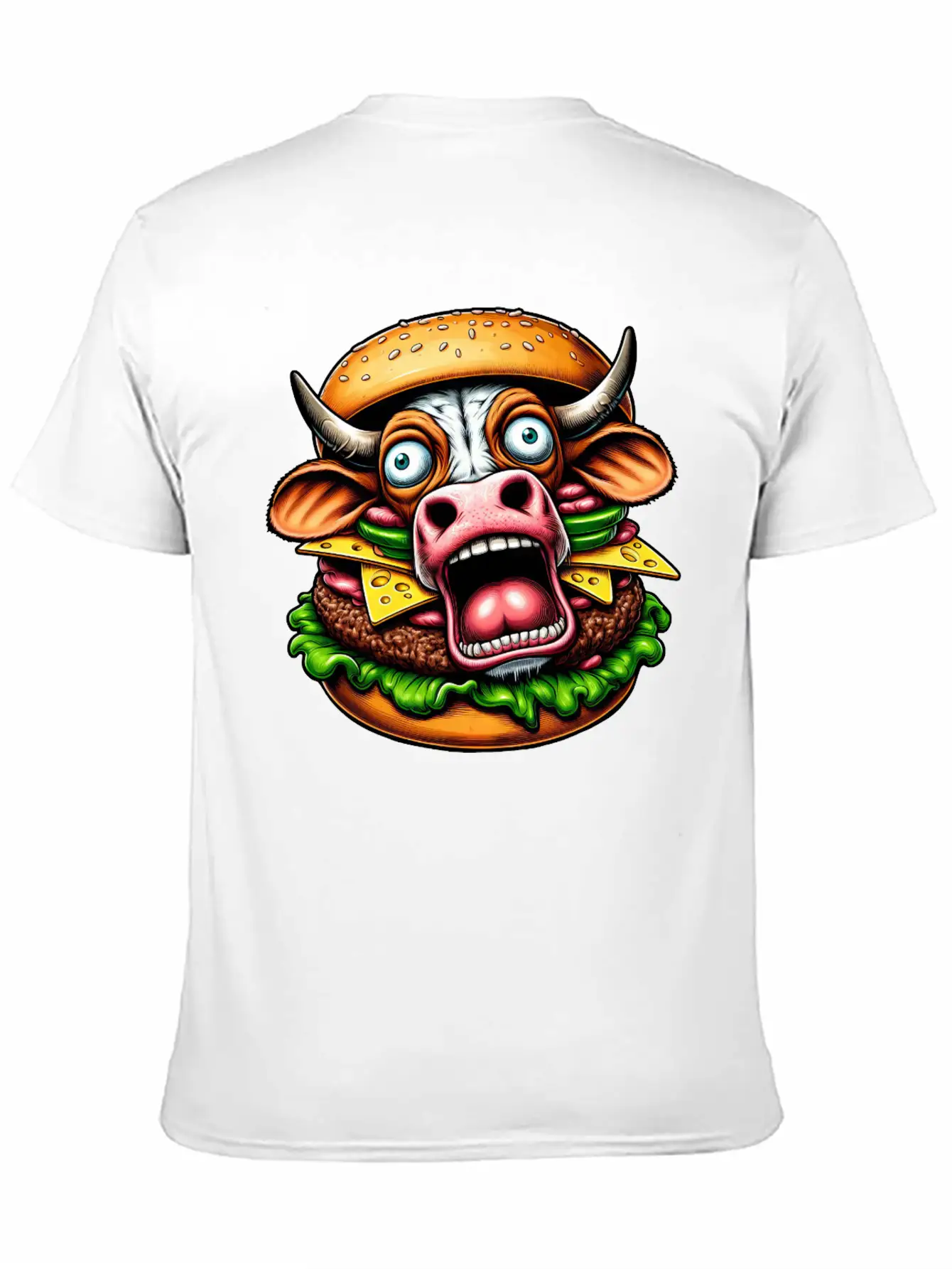 Bizarre Halloween Burger Screaming Cow Horror Unisex Casual T-Shirt – Clean Design For Daily Comfort