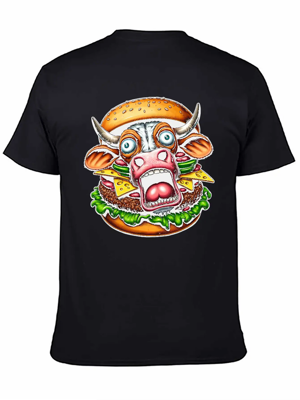 Bizarre Halloween Burger Screaming Cow Horror Unisex Casual T-Shirt – Clean Design For Daily Comfort