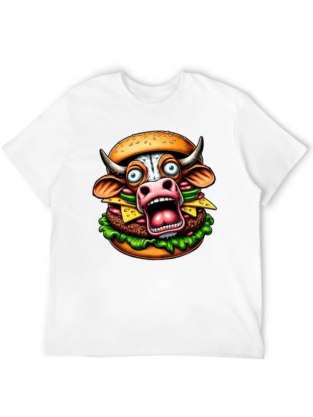 Bizarre Halloween Burger Screaming Cow Horror Unisex Casual T-Shirt – Clean Design For Daily Comfort