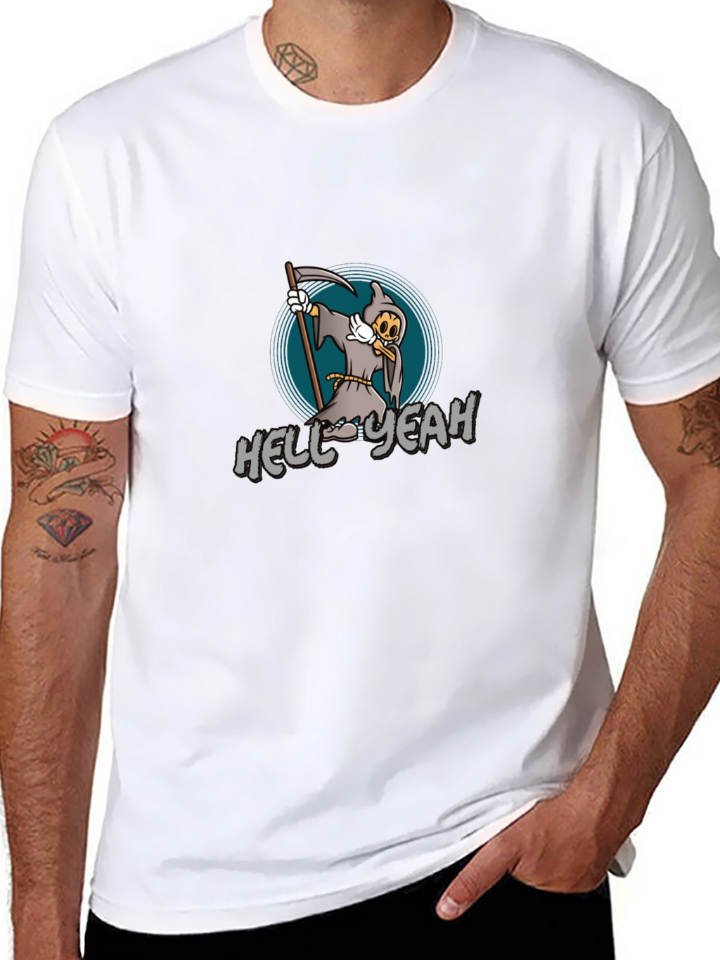Cartoon Grim Reaper T-Shirt - Hell Yeah!
