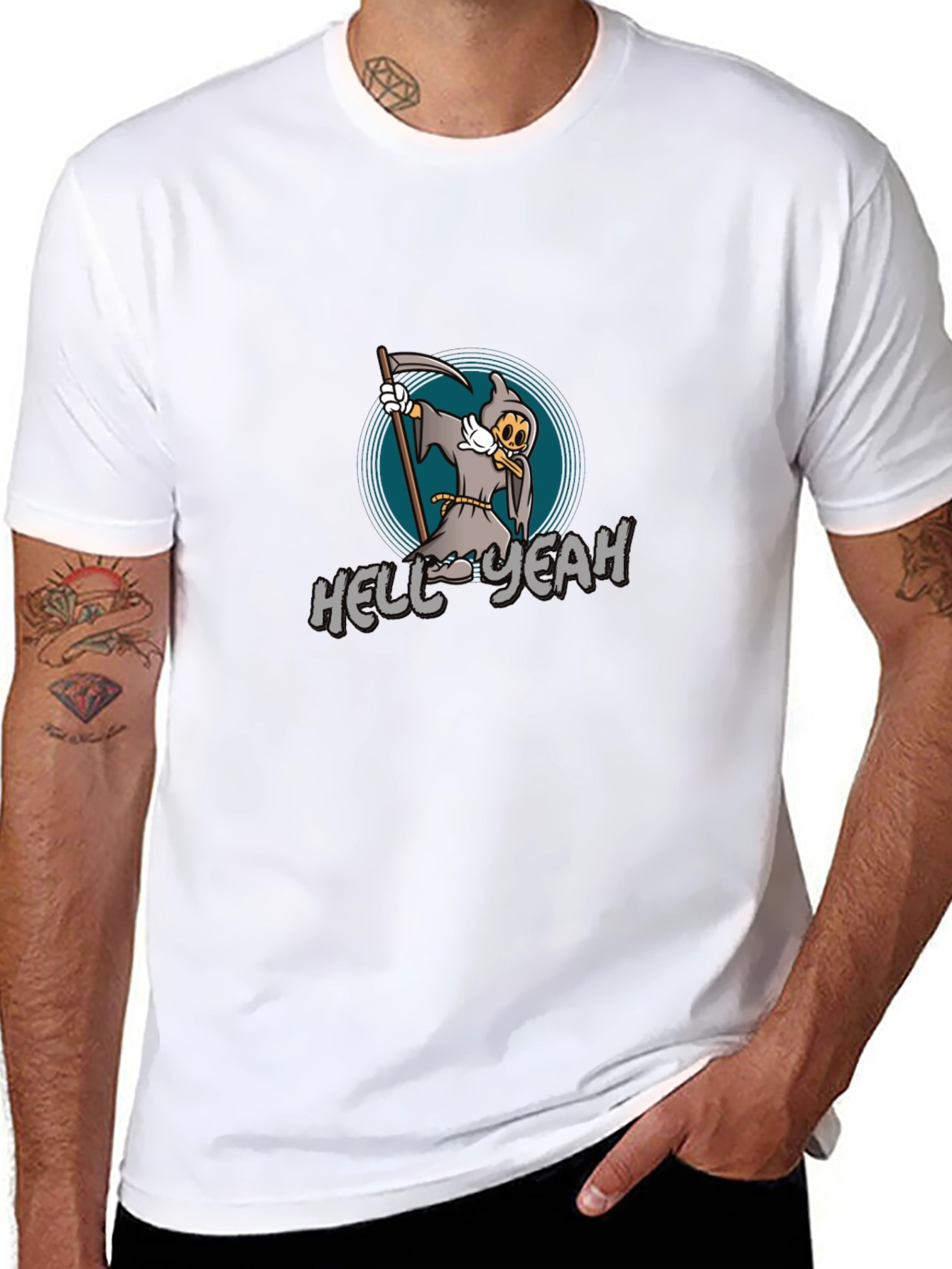 Cartoon Grim Reaper T-Shirt - Hell Yeah!