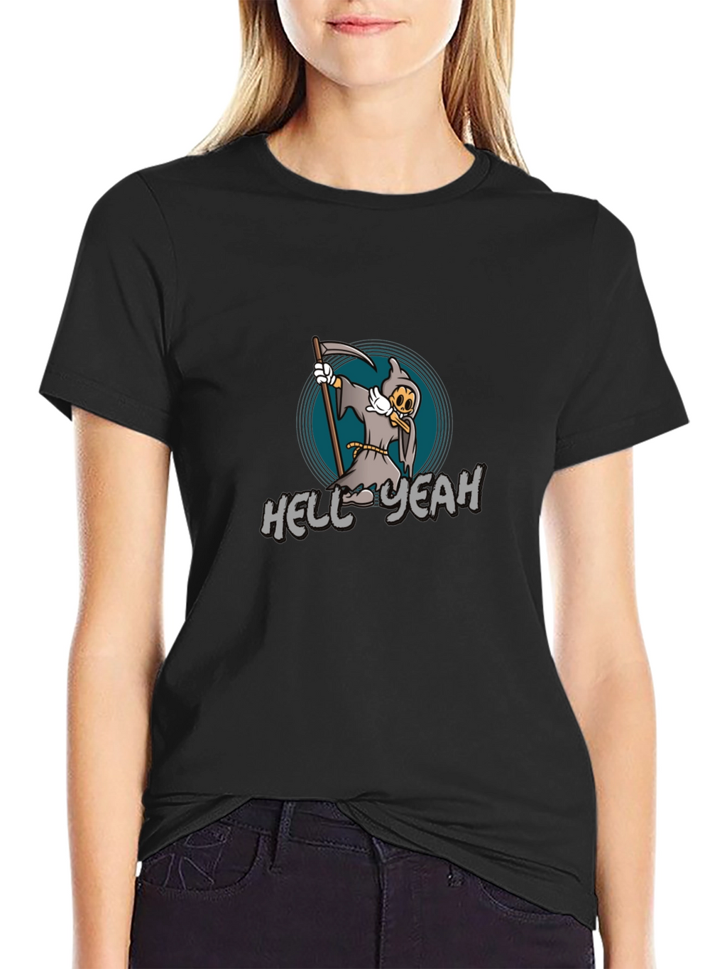 Cartoon Grim Reaper T-Shirt - Hell Yeah!