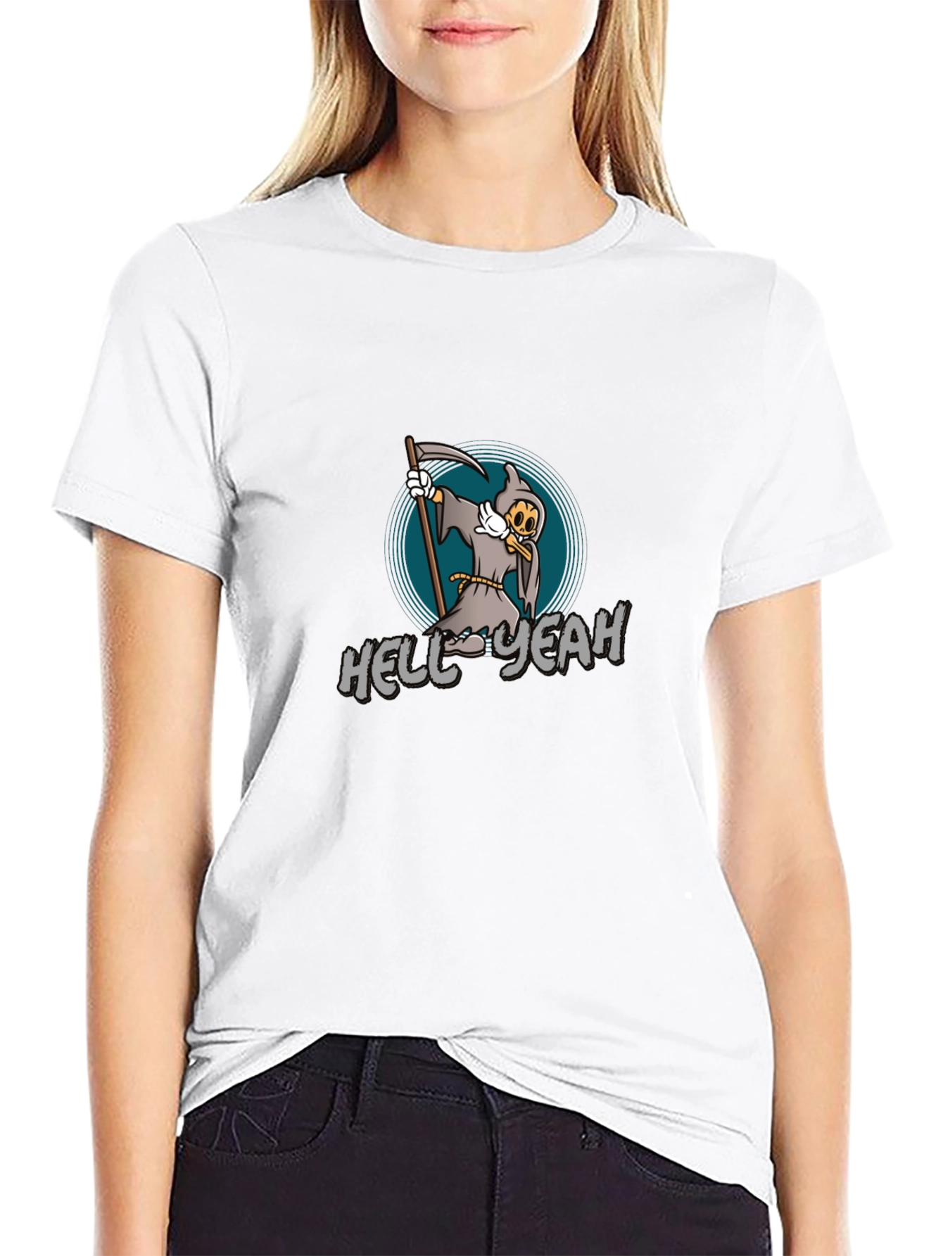 Cartoon Grim Reaper T-Shirt - Hell Yeah!