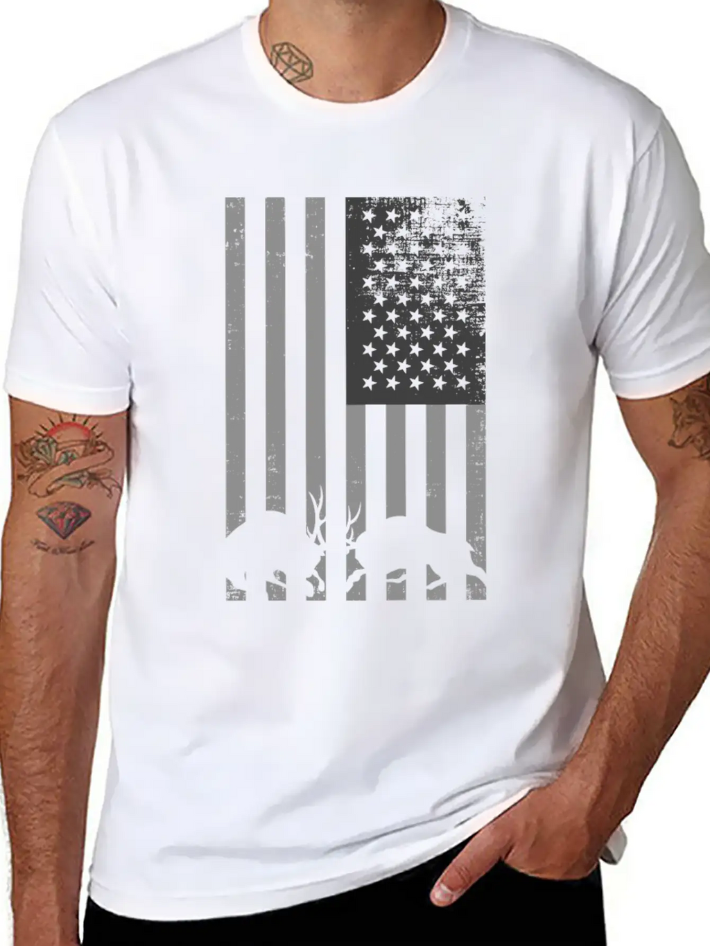 Black And White American Deer Hunting Shirt Classic Cotton Tee – Unisex Comfort For Any Season