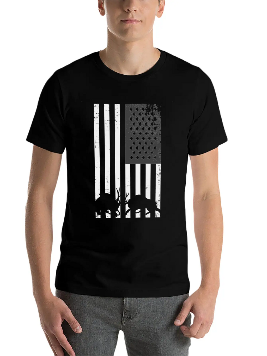 Black And White American Deer Hunting Shirt Classic Cotton Tee – Unisex Comfort For Any Season
