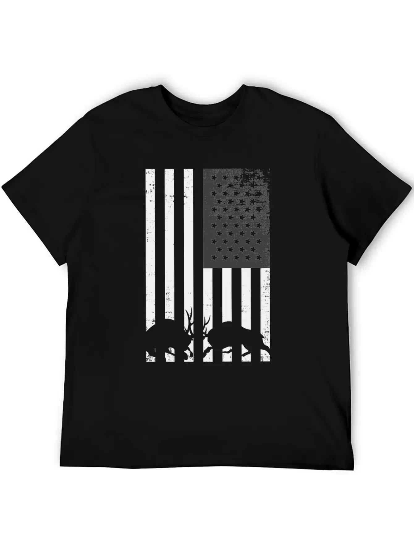 Black And White American Deer Hunting Shirt Classic Cotton Tee – Unisex Comfort For Any Season