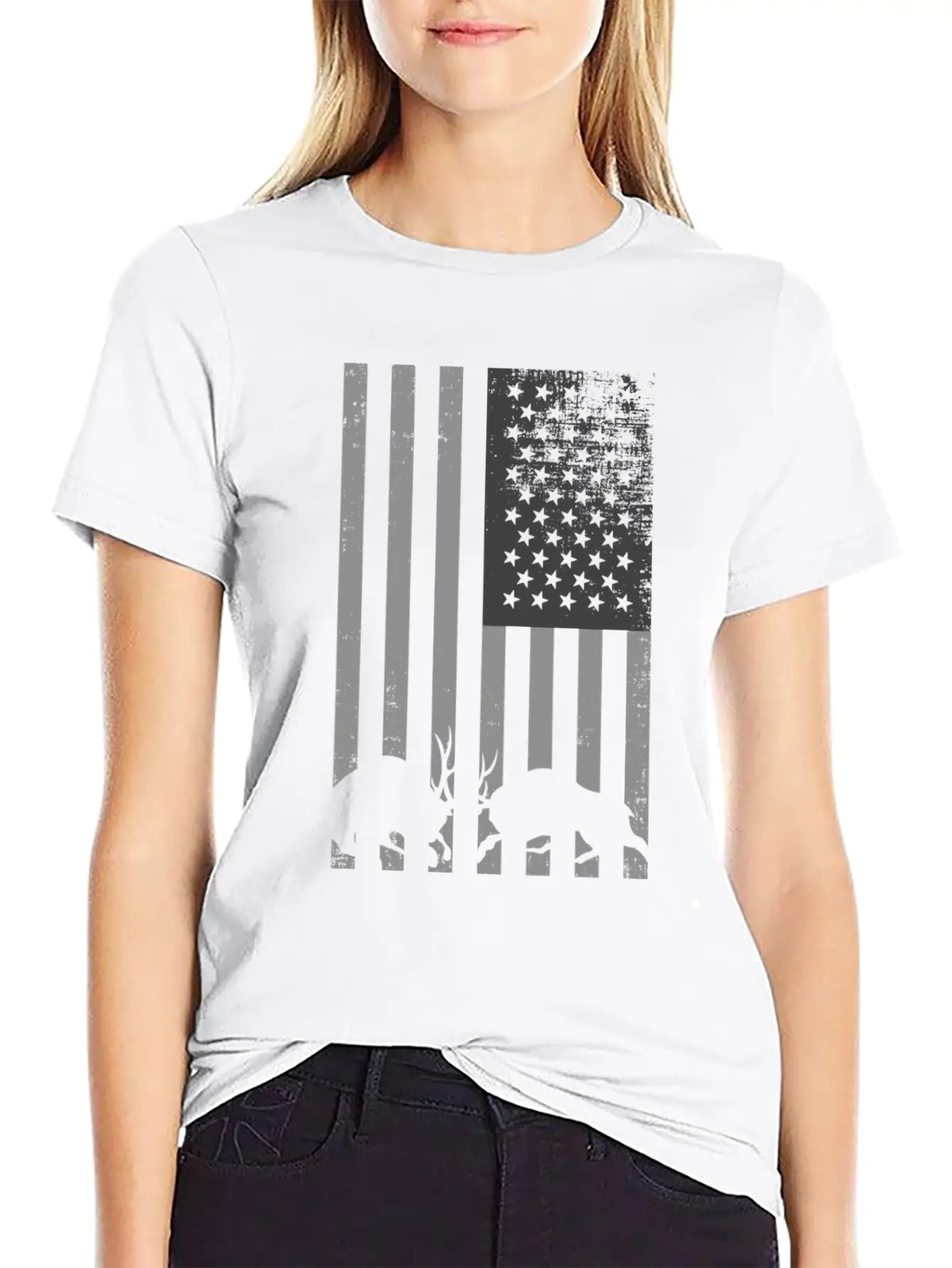 Black And White American Deer Hunting Shirt Classic Cotton Tee – Unisex Comfort For Any Season